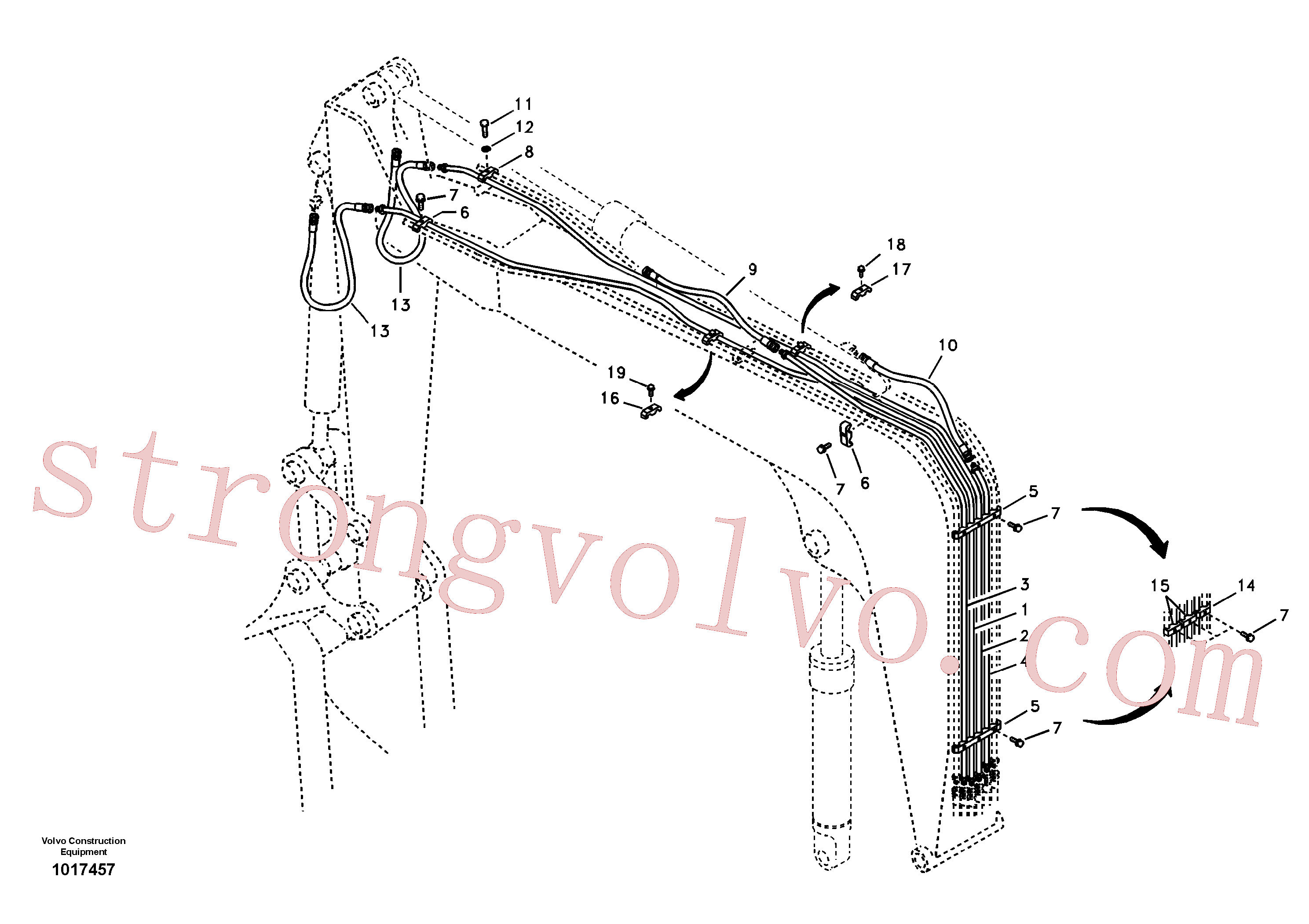 VOE14881439 Volvo Hidráulica de serviço, cilindro do braço de afundamento na lança.(1017457 Montagem)