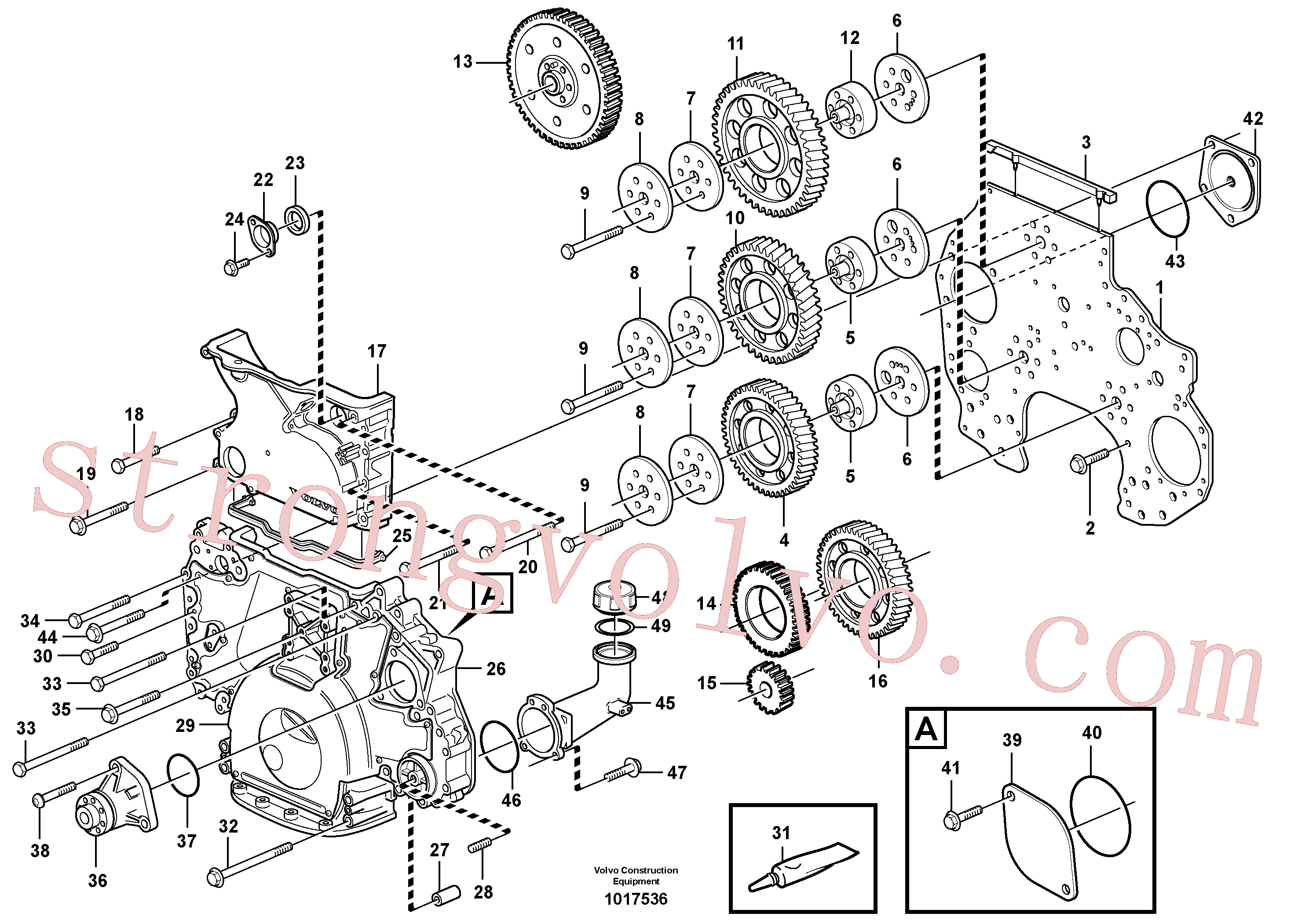 VOE13949736 Volvo Carretos e caixa da engrenagem de distribuição(1017536 Montagem)