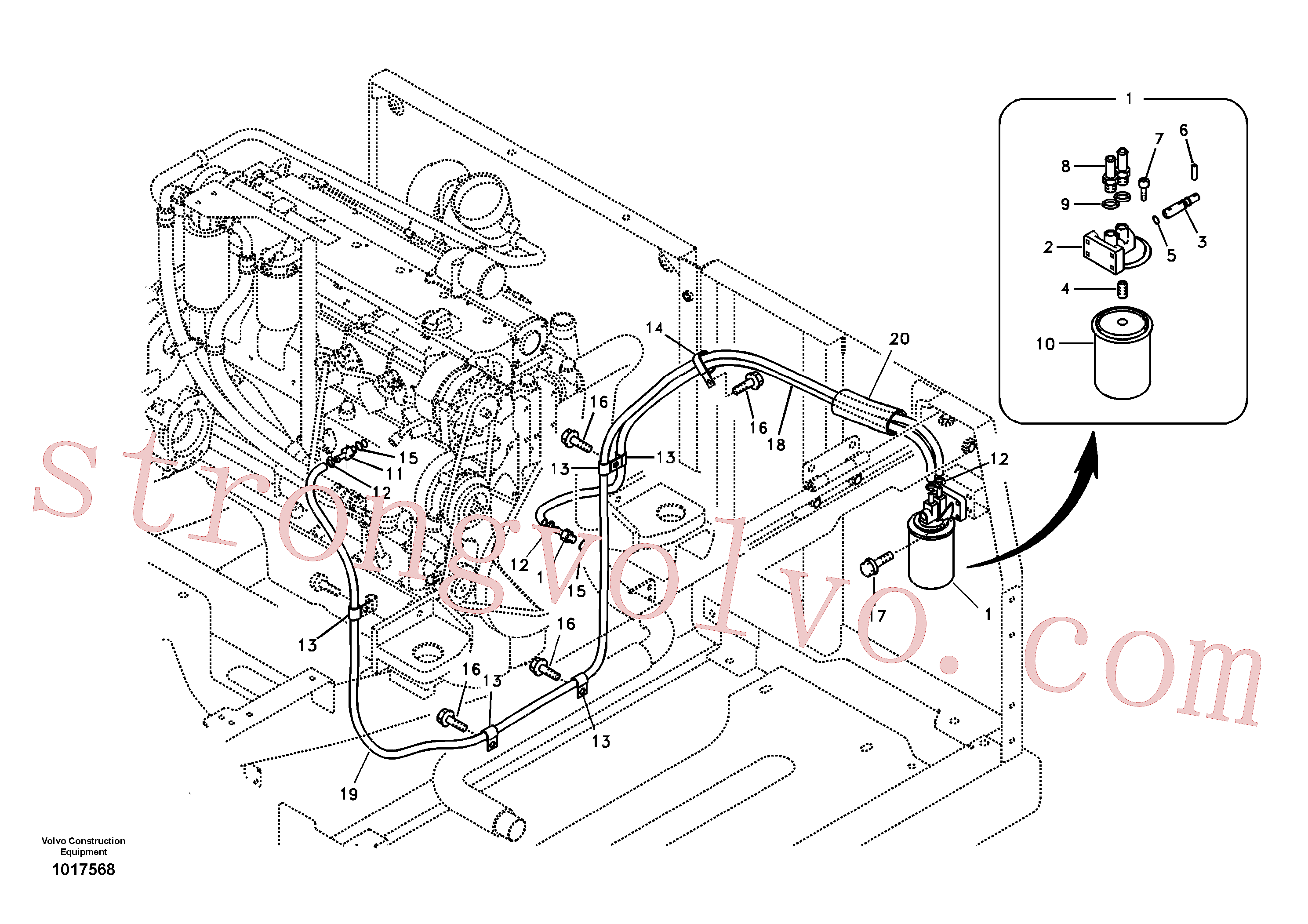 SA9443-30605 Volvo Filtro de refrigerante(1017568 Montagem)