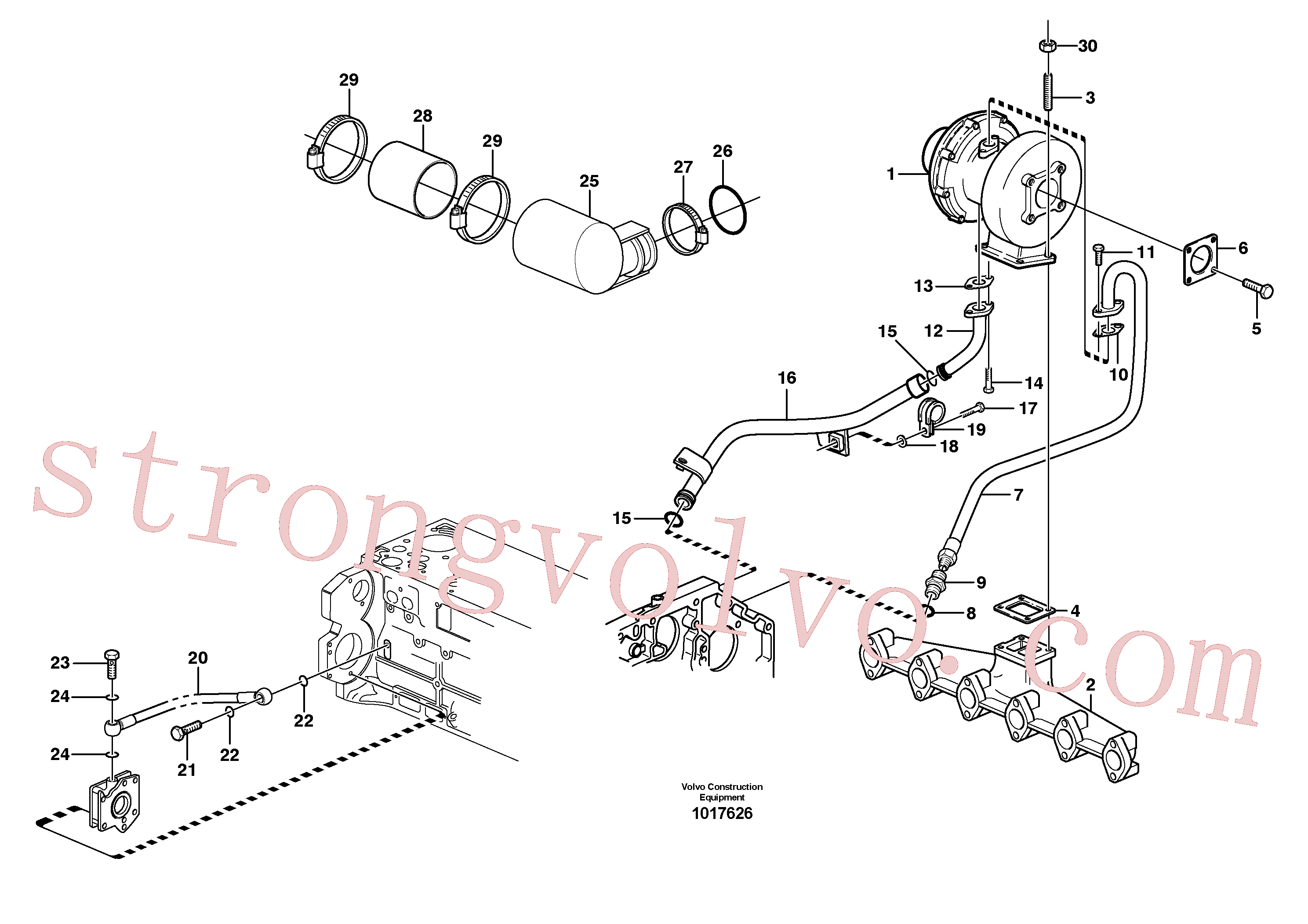 VOE20460289 Volvo Turbocompressor com acessórios(1017626 Montagem)