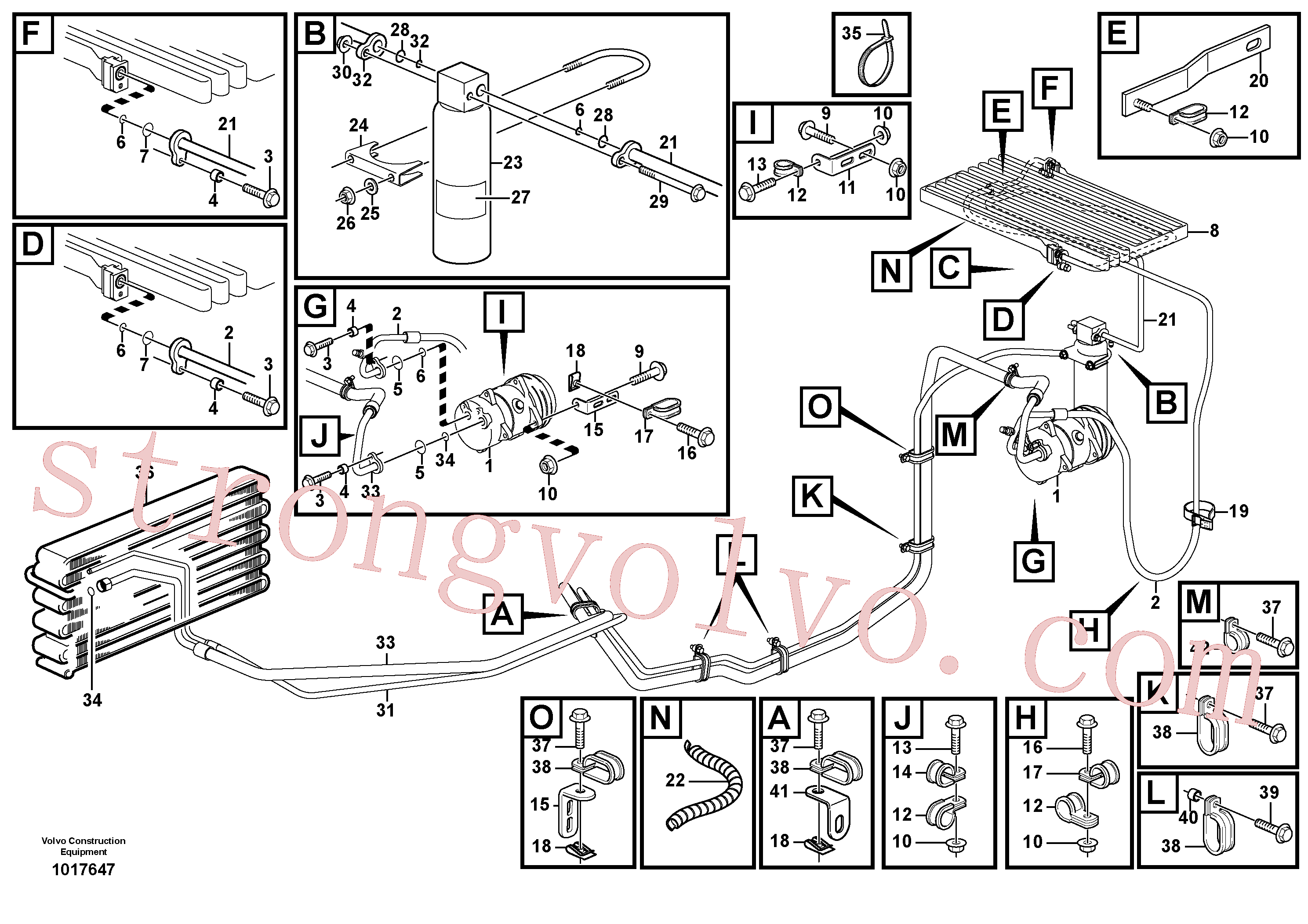 VOE4945309 Volvo Conjunto de mangueira: evaporador, receptor secador e condensador.(1017647 Montagem)