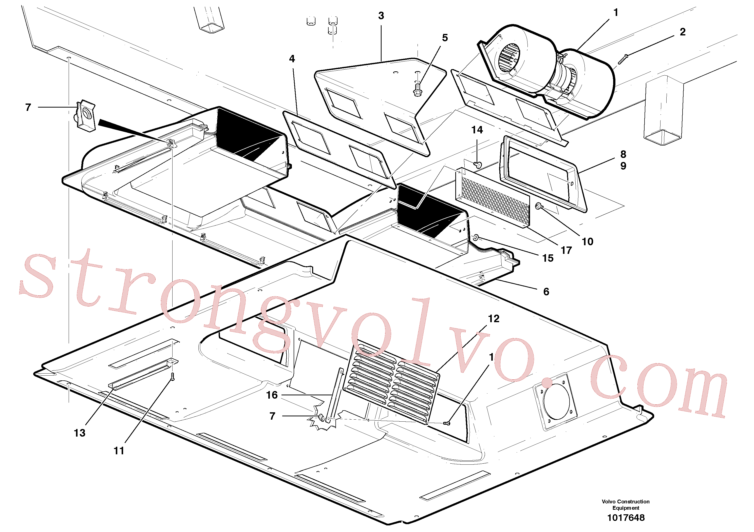 VOE971306 Volvo Conduta de desembaciador e ventilador(1017648 Montagem)
