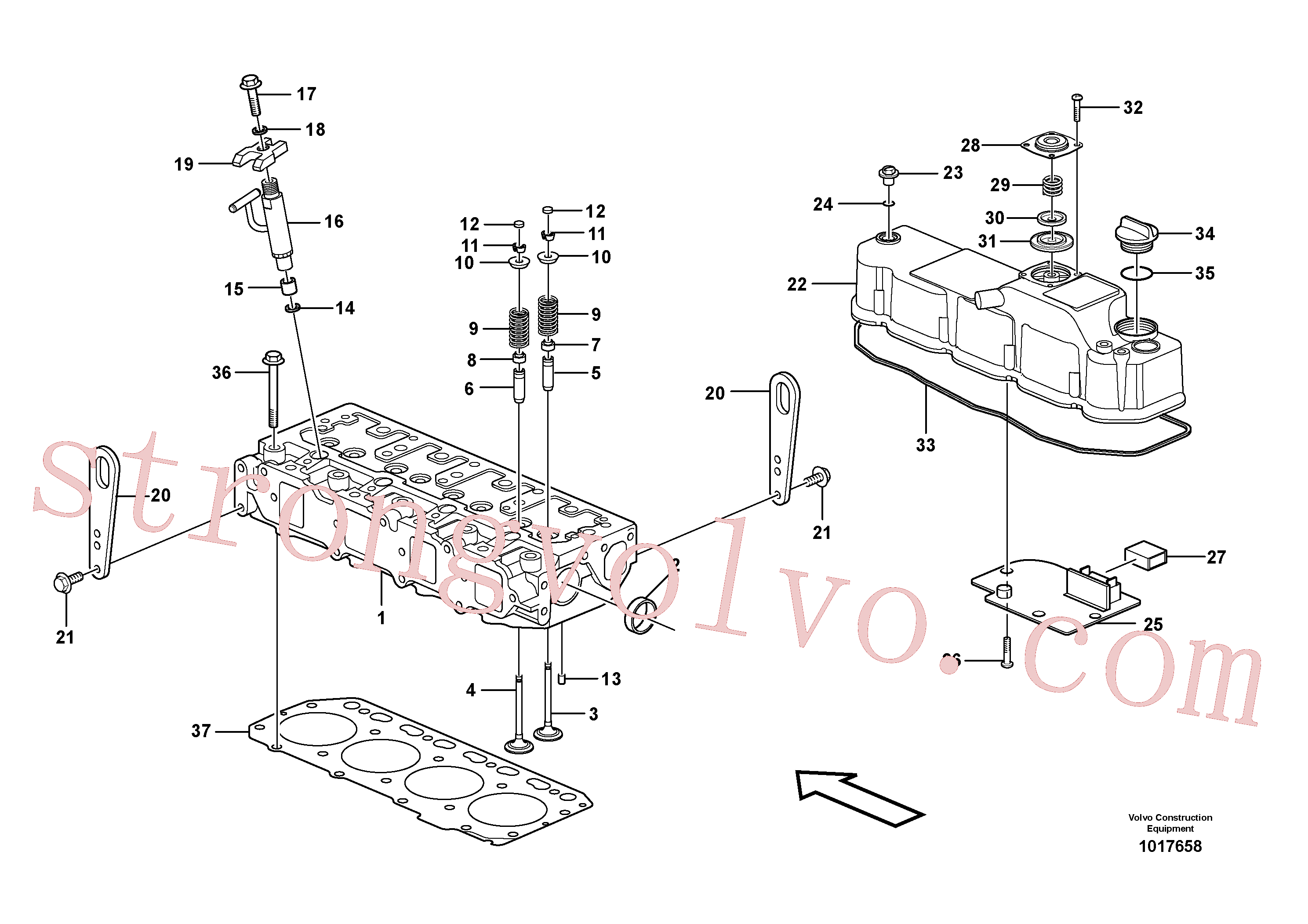 VOE1161231 Volvo Cabeça de cilindro(1017658 Montagem)