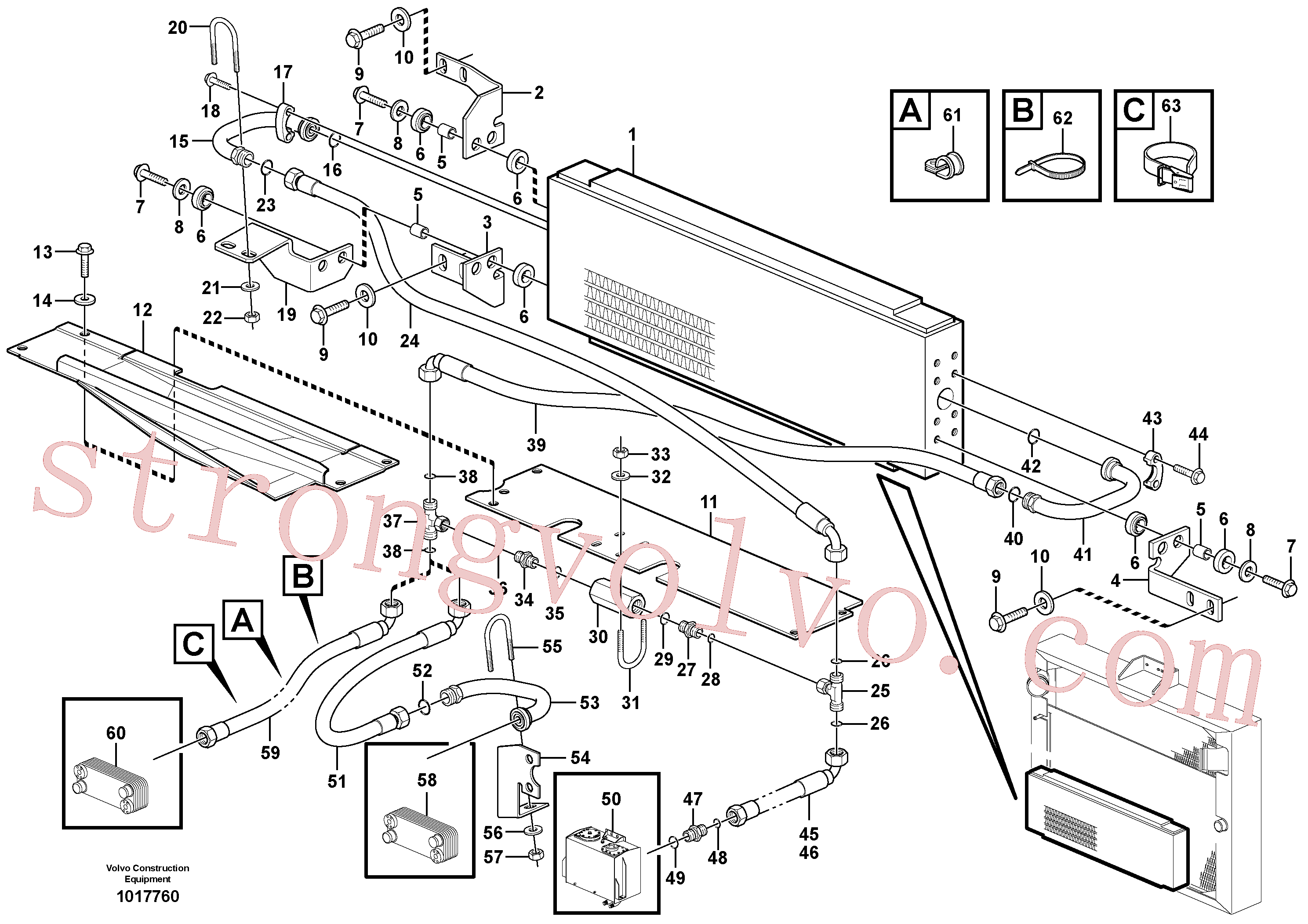 VOE11410591 Volvo Refrigerador de óleo hidráulico(1017760 Montagem)