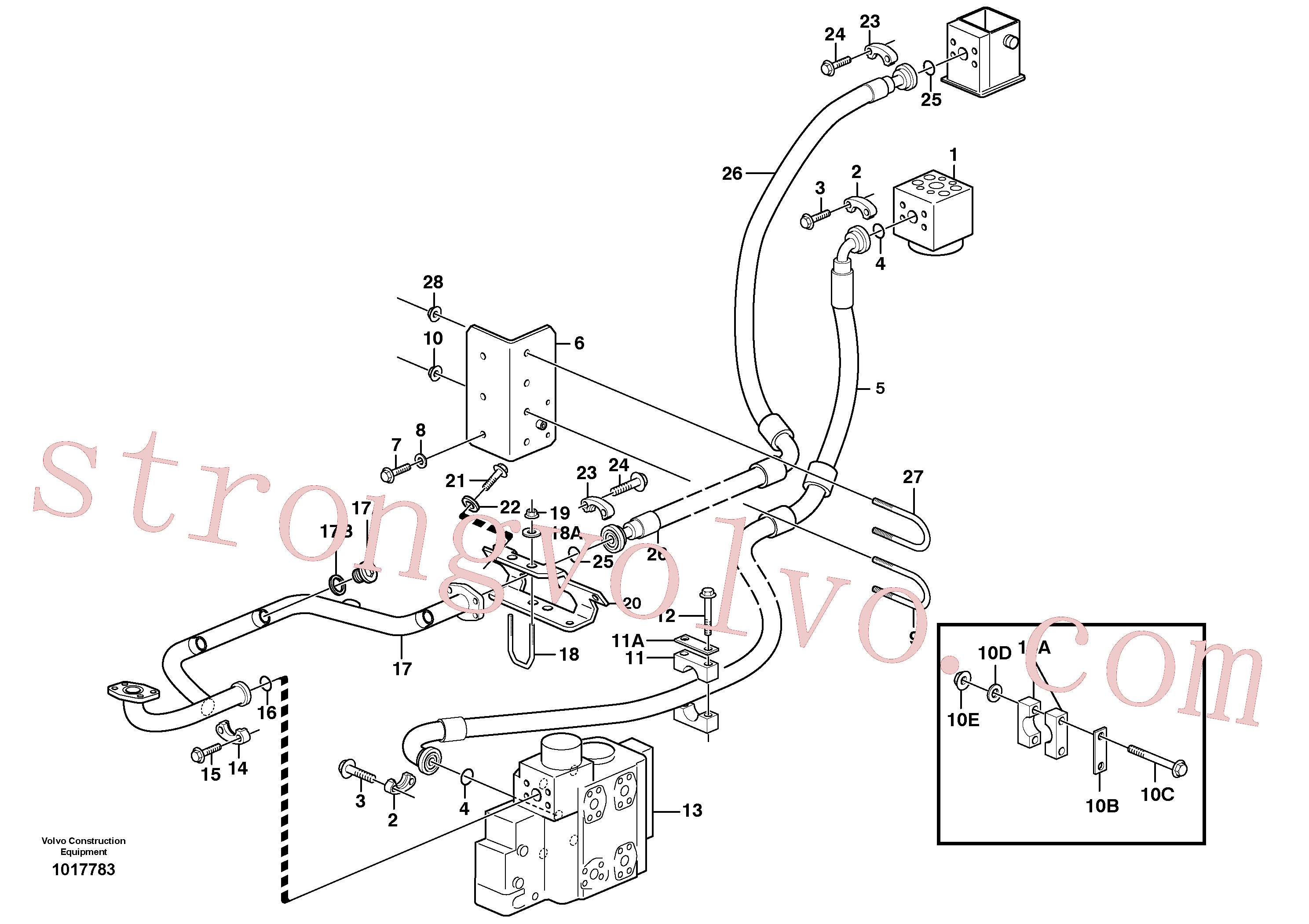 VOE979934 Volvo Linhas de alimentação e de retorno - válvula de comando(1017783 Montagem)
