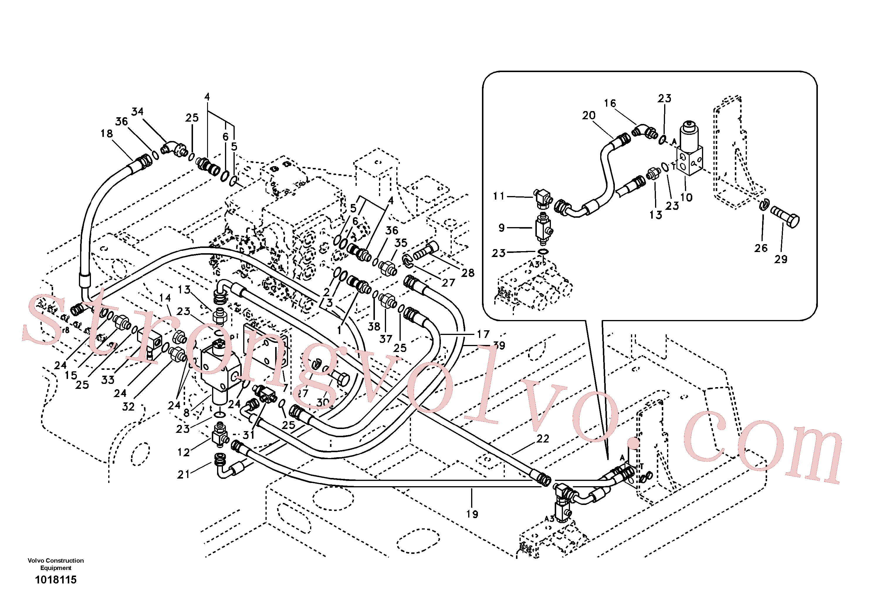 VOE14509916 Volvo Hidráulica de serviço, martelo e cortador para fluxo da bomba auxiliar(1018115 Montagem)