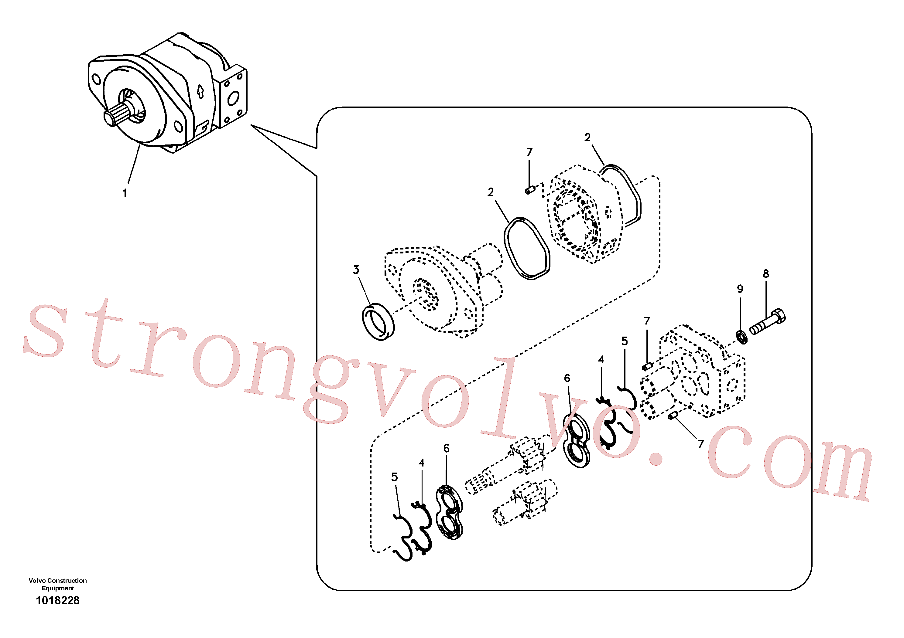 SA8230-14900 Volvo Bomba de engrenagens hidráulica para montagem rápida e rotador(1018228 Montagem)