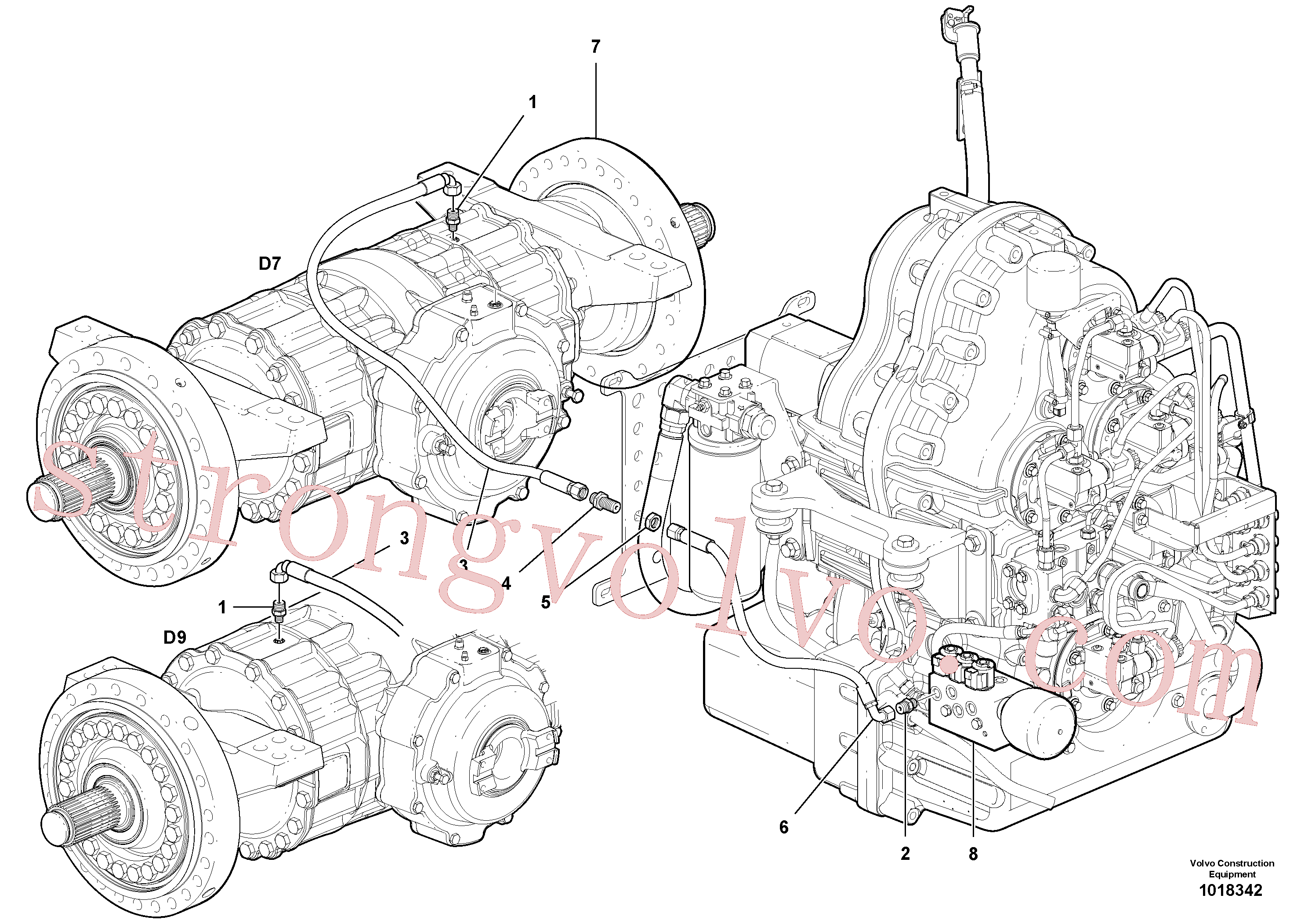 VOE12746171 Volvo Circuito hidráulico do diferencial(1018342 Montagem)