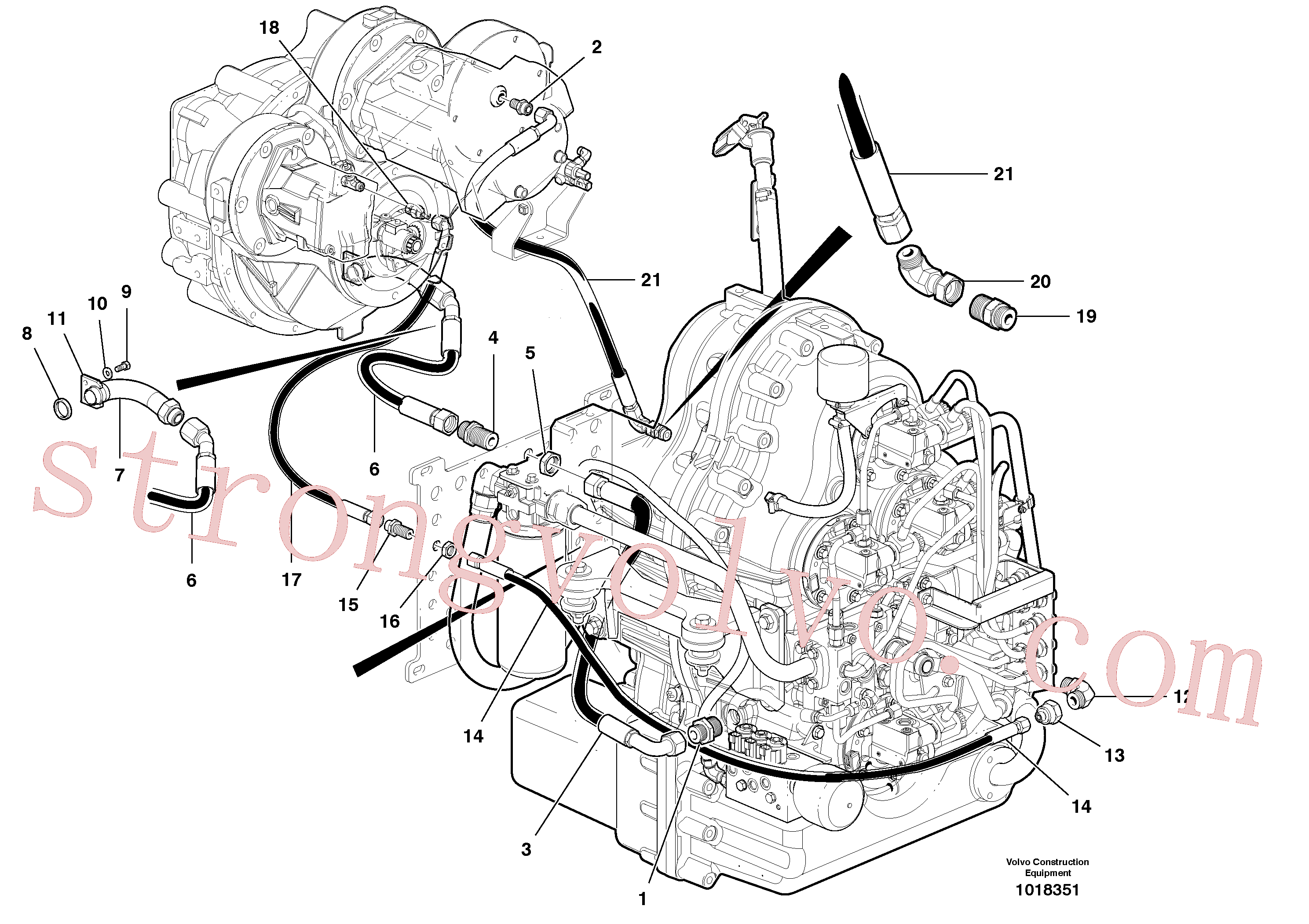 VOE14370255 Volvo Comando da bomba - lubrificação/drenagem(1018351 Montagem)