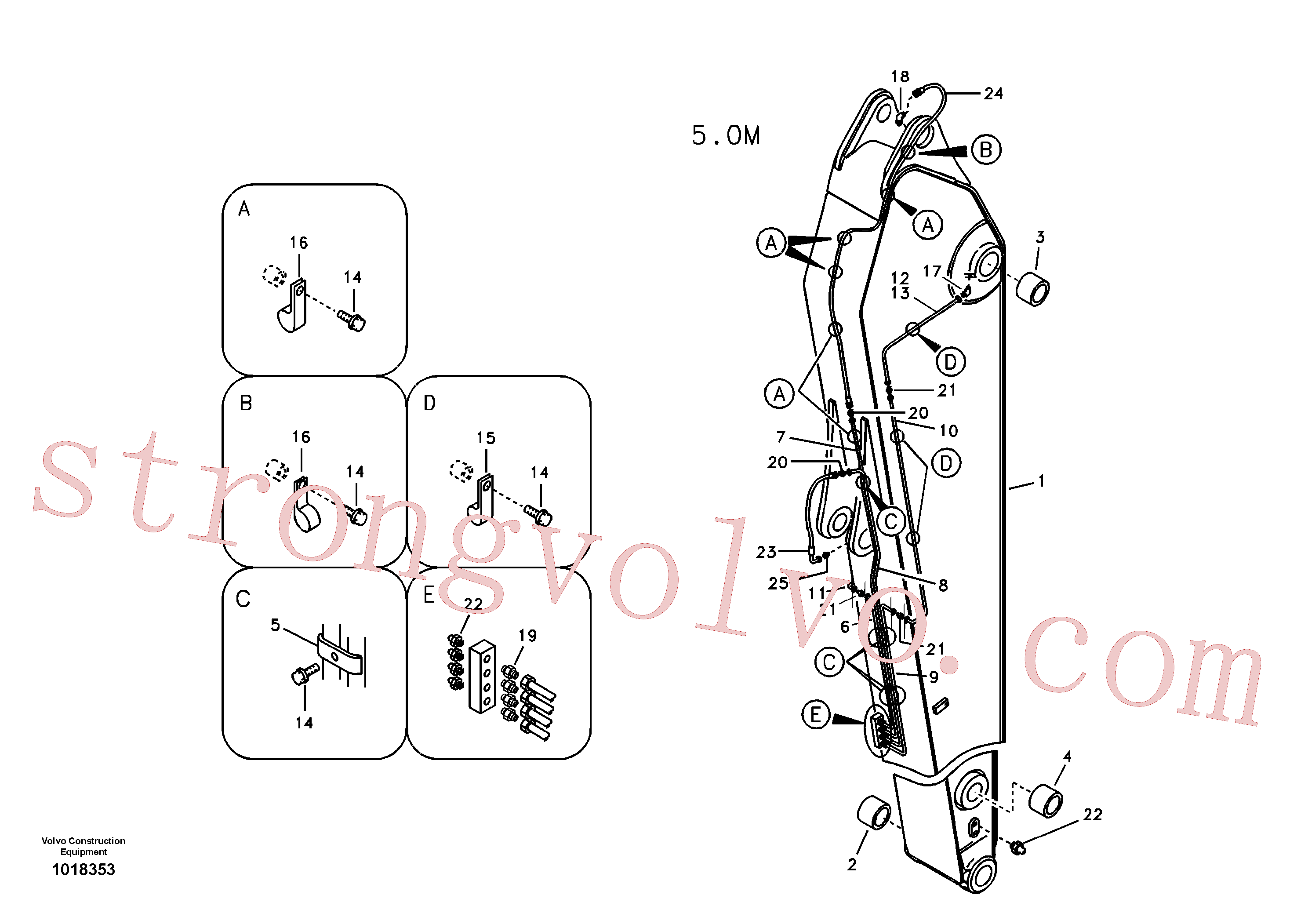 VOE14532787 Volvo Tubagem de massa e do braço de afundamento com sede da tubagem, longo alcance(1018353 Montagem)