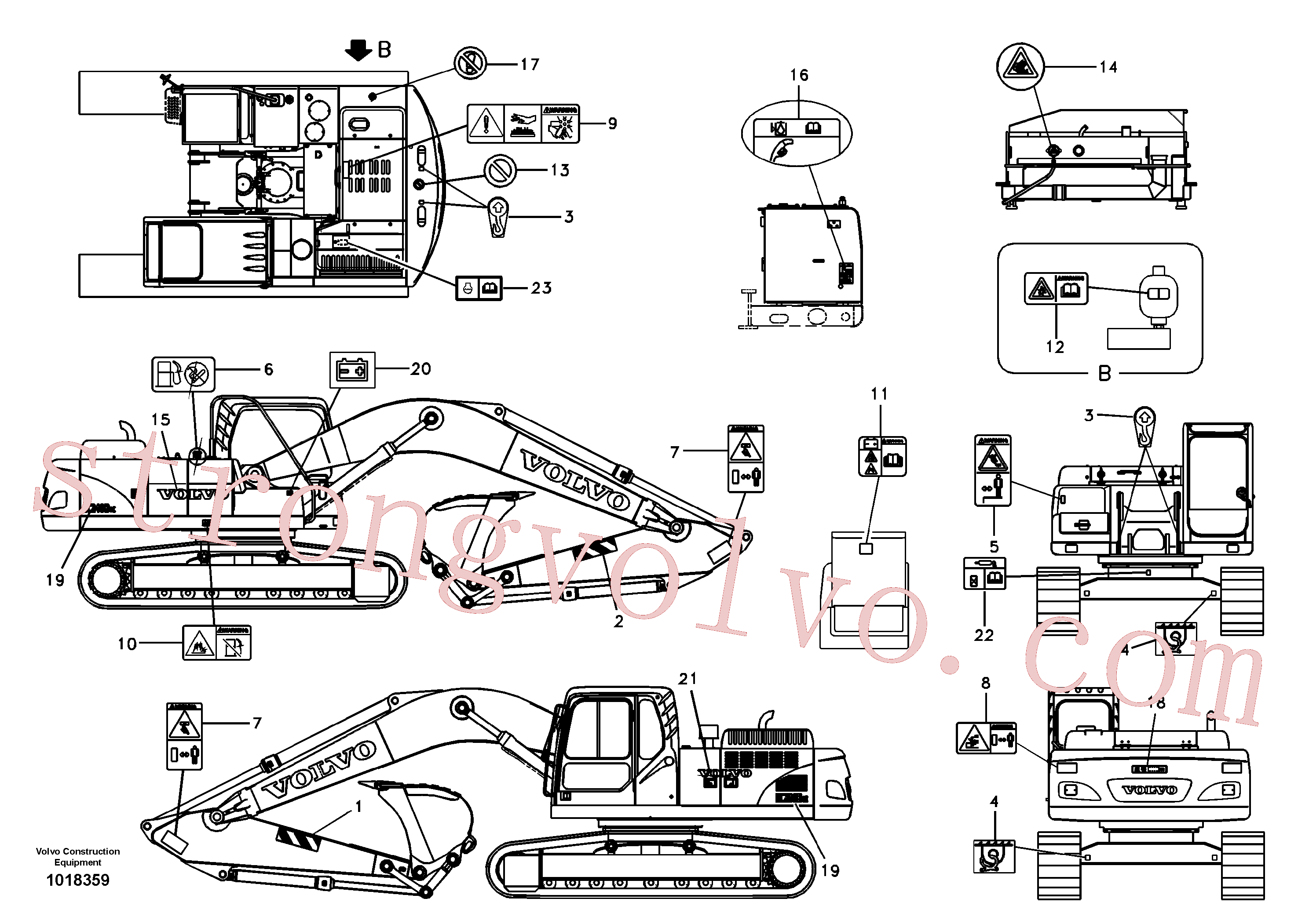 VOE14511599 Volvo Etiqueta adesiva, localização exterior(1018359 Montagem)