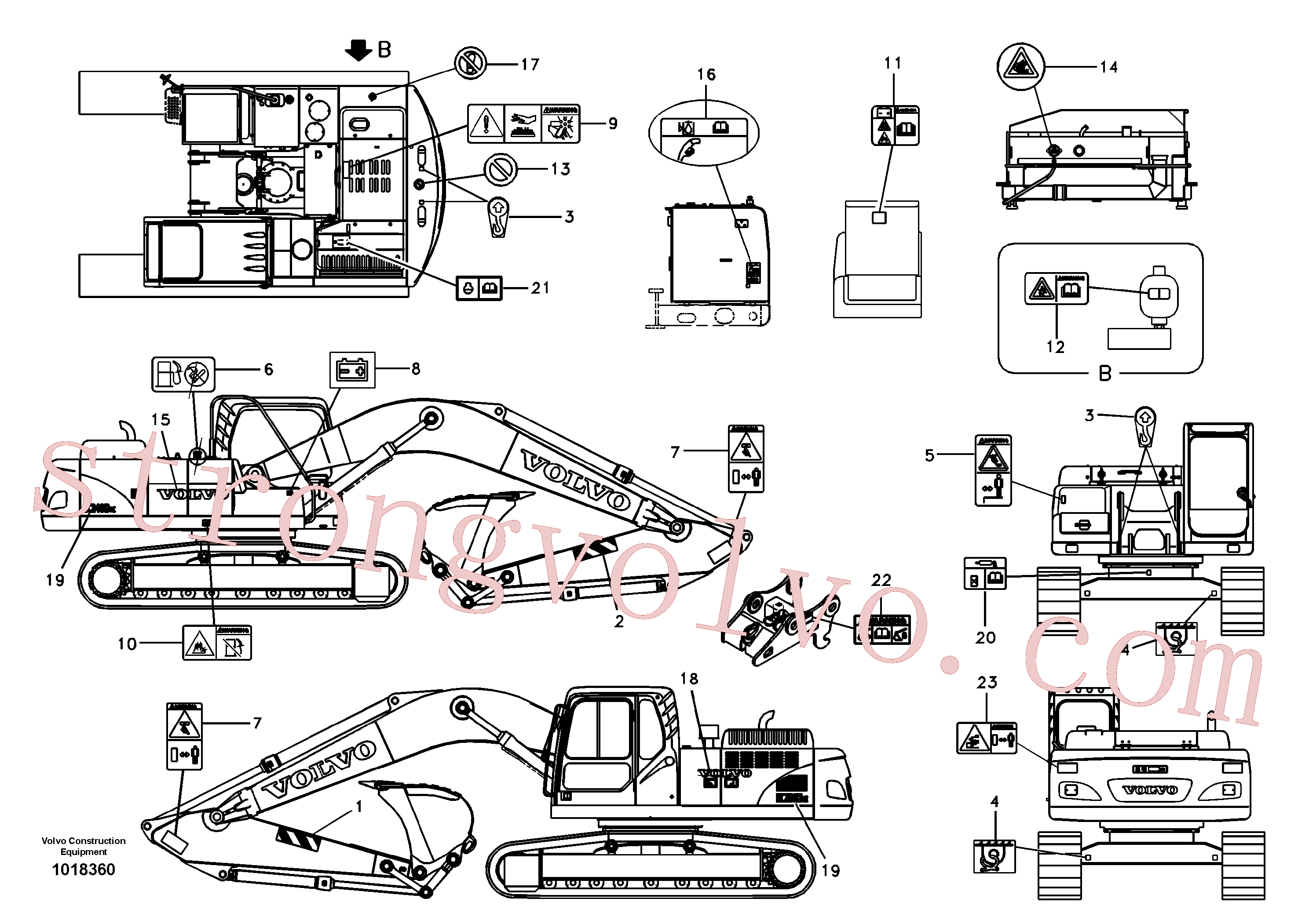 VOE14511599 Volvo Etiqueta adesiva, localização exterior(1018360 Montagem)