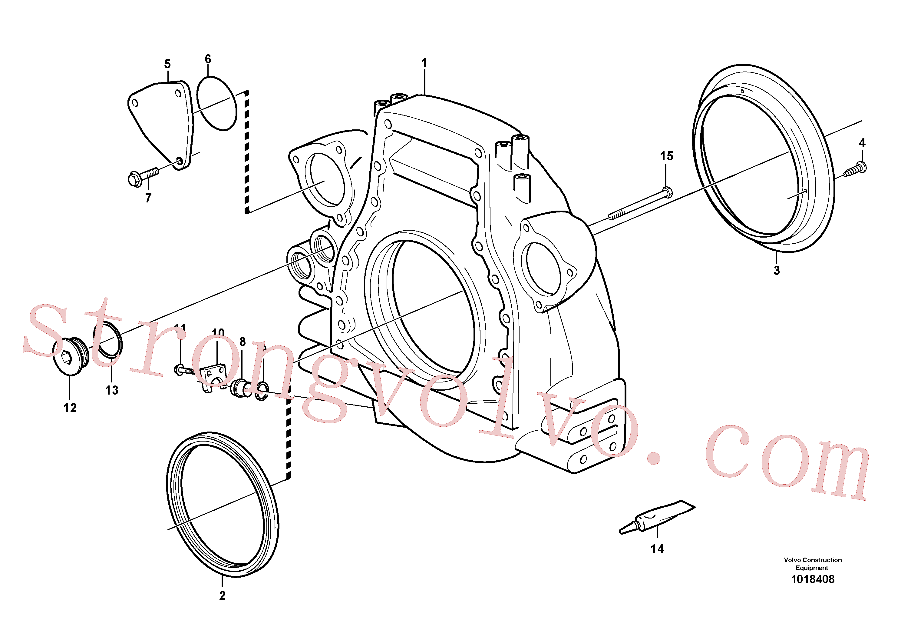 VOE966364 Volvo Alojamento do volante do motor(1018408 Montagem)