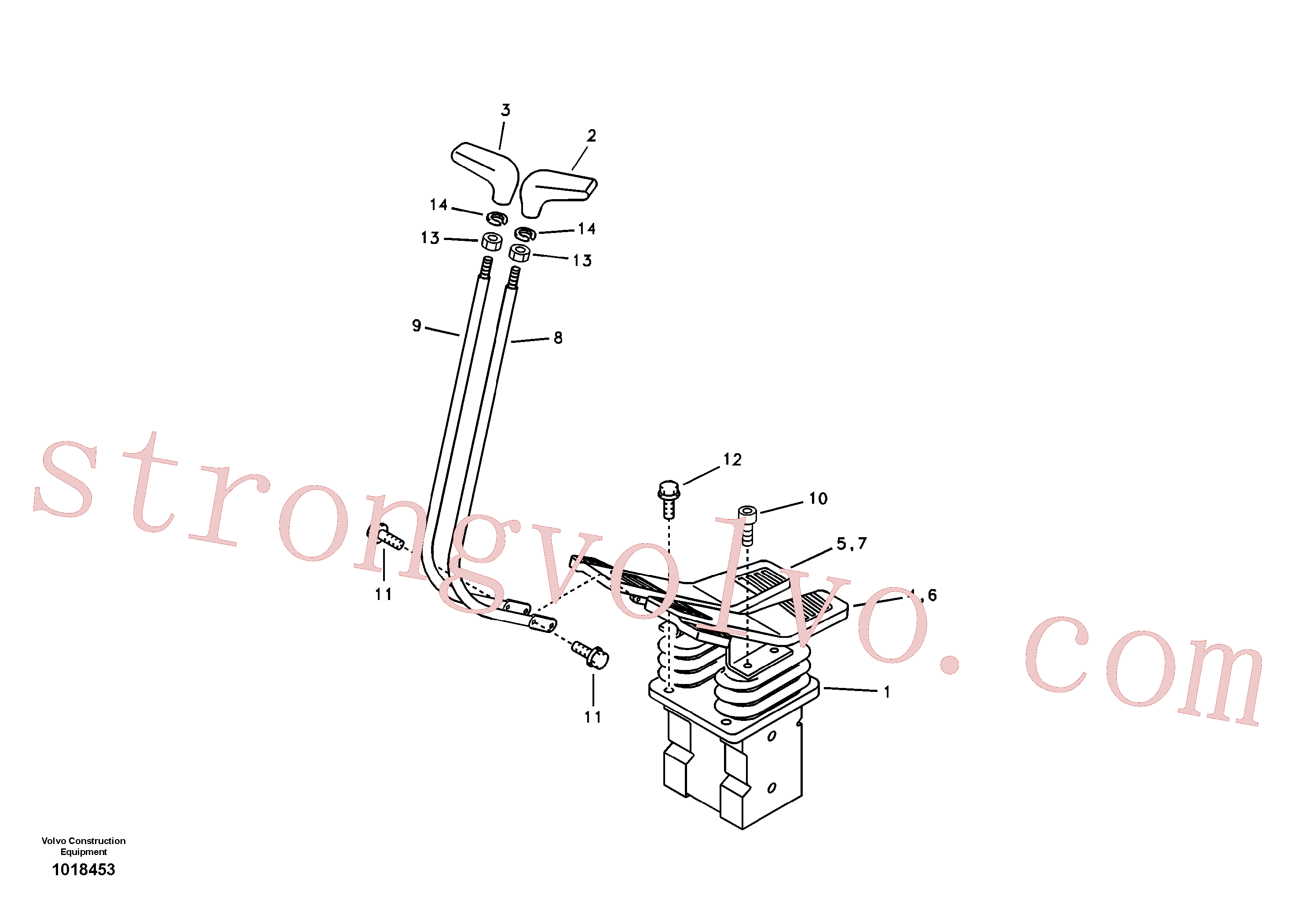 VOE14515047 Volvo Pedal da válvula de comando à distância com acessórios(1018453 Montagem)