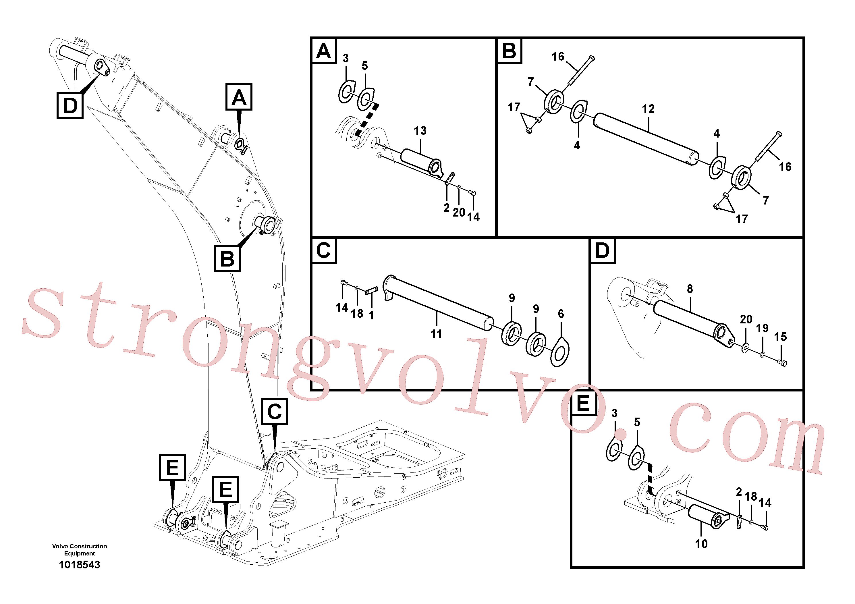 SA1173-02010 Volvo Tirantes para a lança(1018543 Montagem)