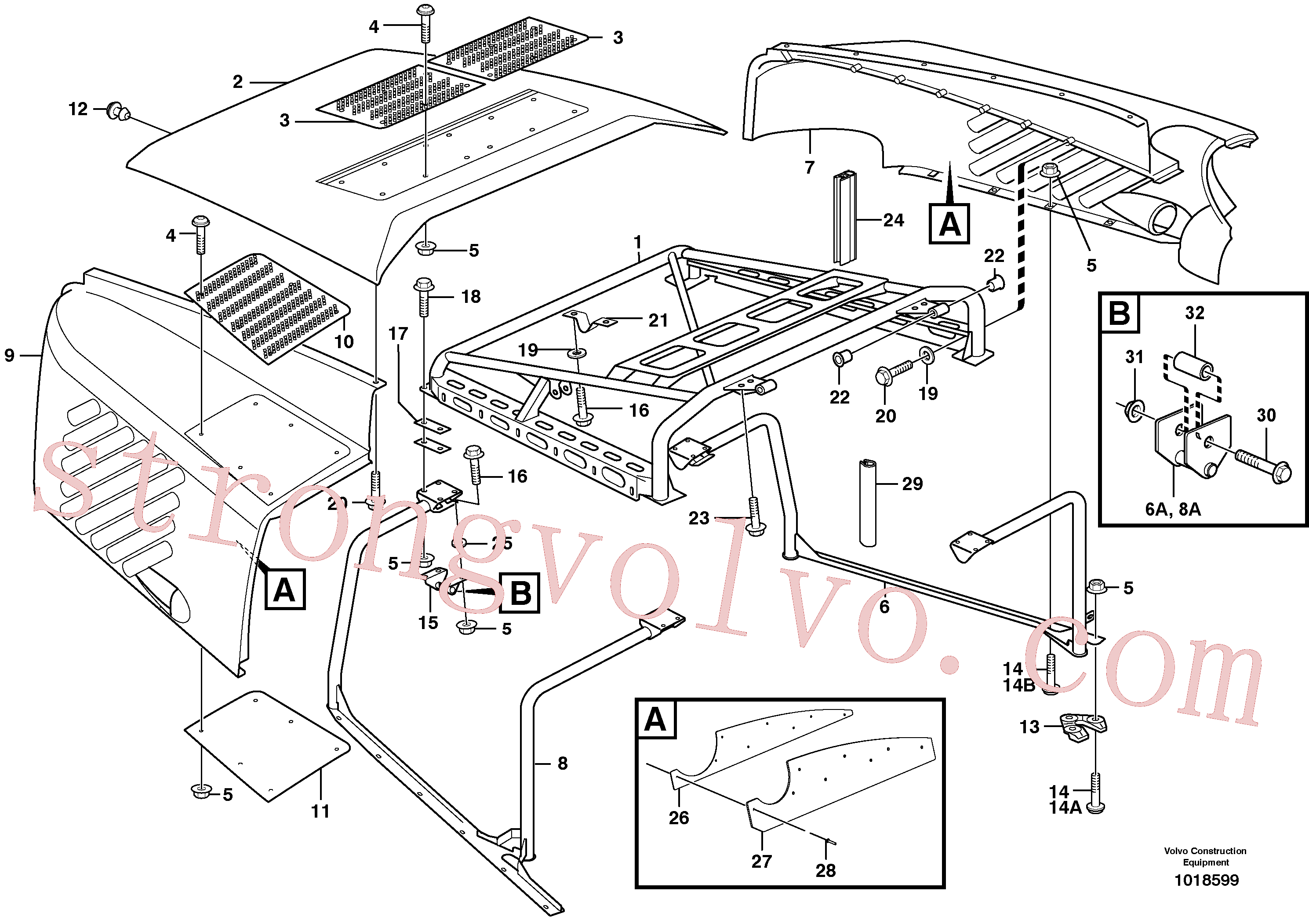 VOE13969599 Volvo Capot do motor(1018599 Montagem)