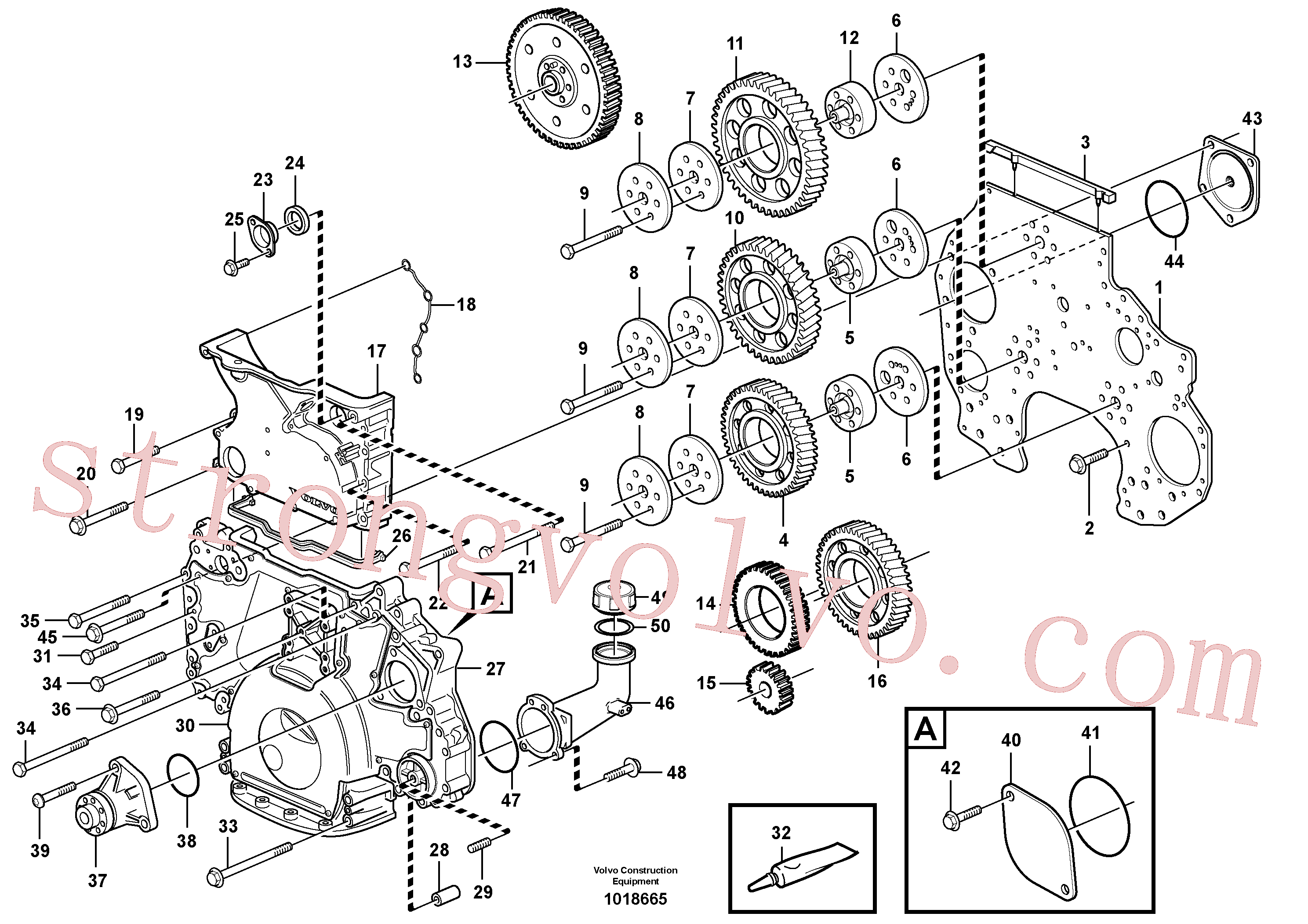 VOE946473 Volvo Carretos e caixa da engrenagem de distribuição(1018665 Montagem)