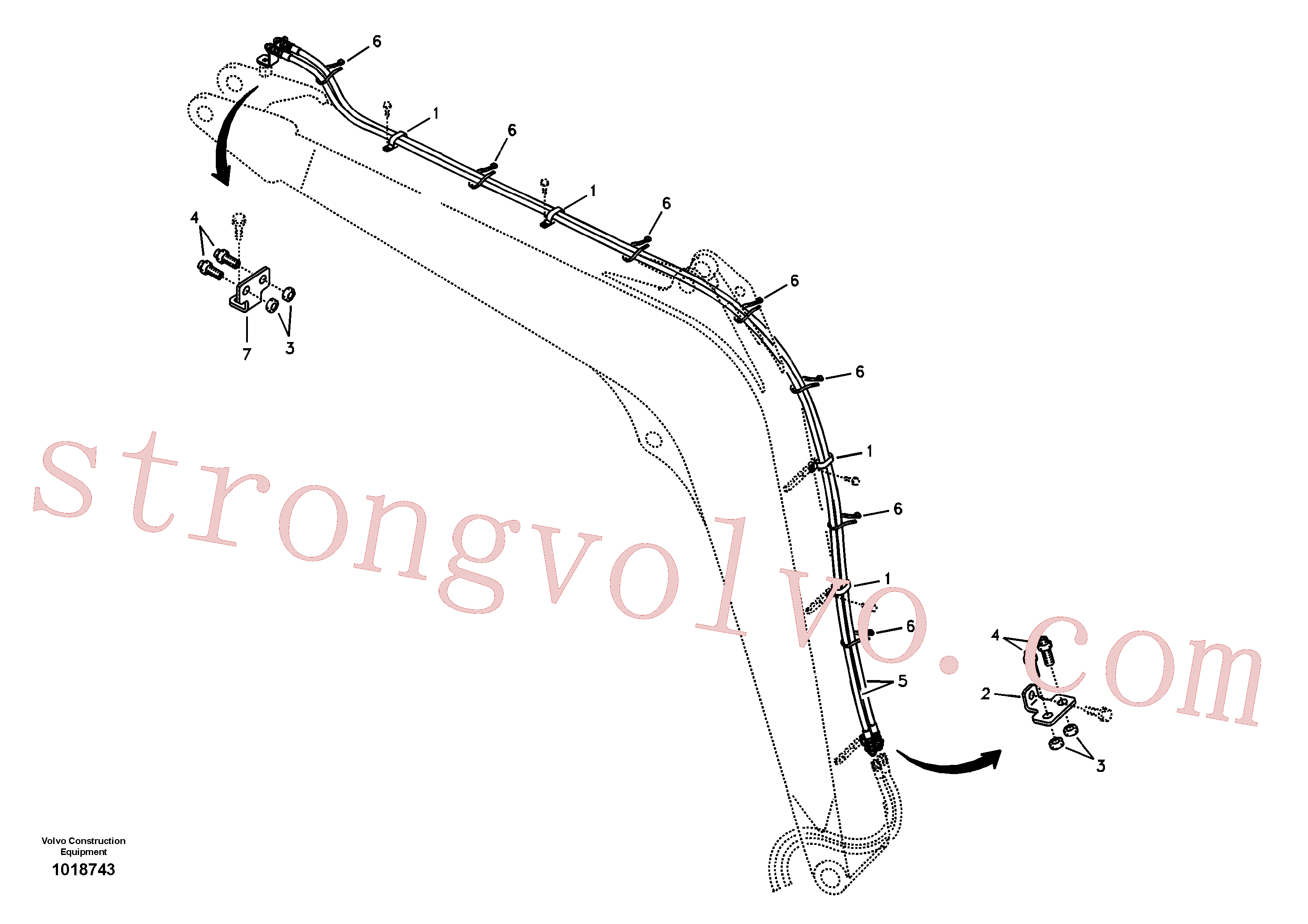 VOE14519701 Volvo Hidráulica de serviço, inclinação e rotor na lança(1018743 Montagem)