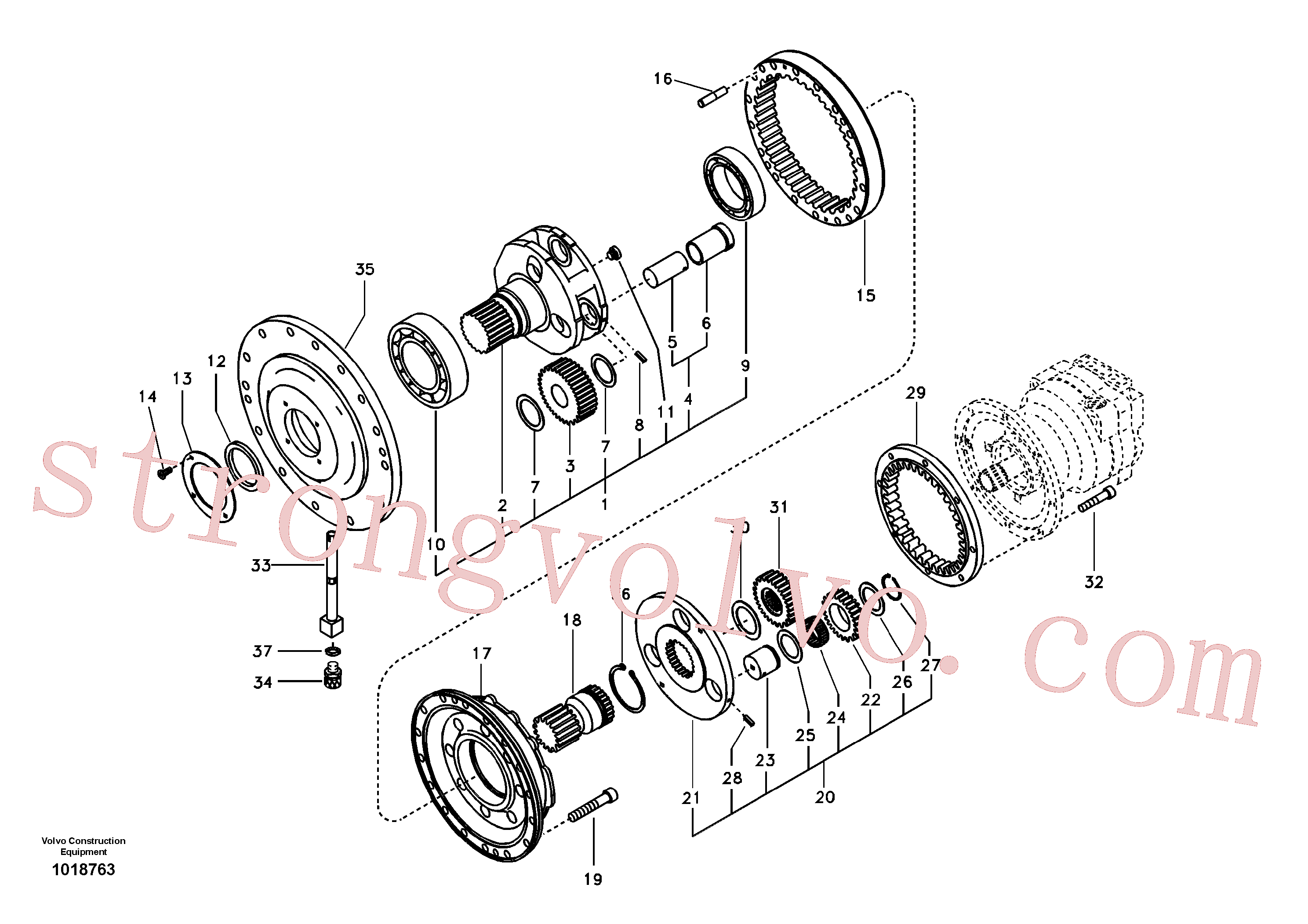 SA7118-34490 Volvo Caixa de velocidades rotativa(1018763 Montagem)