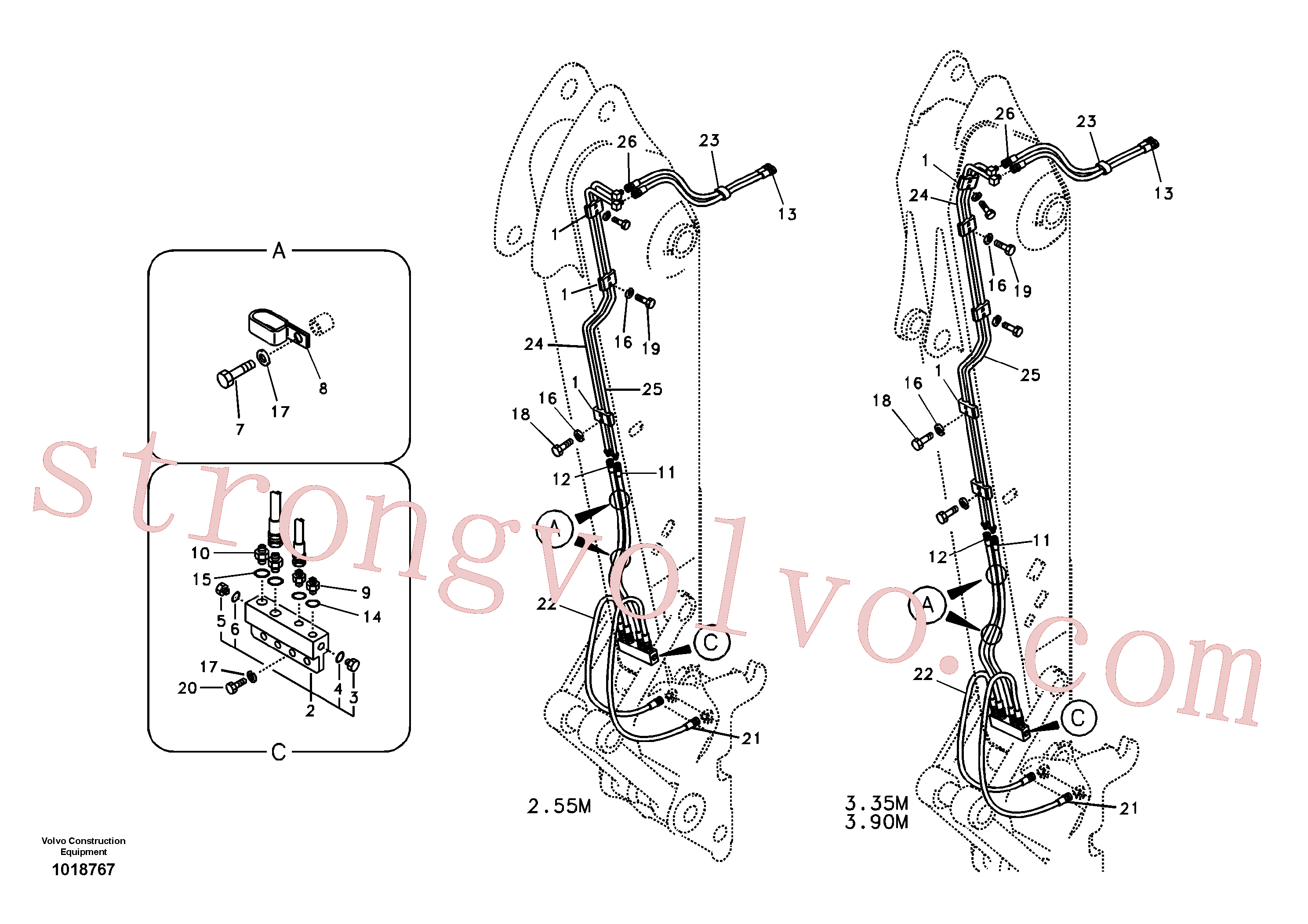 SA9459-05260 Volvo Hidráulica de serviço, encaixe rápido no braço de afundamento(1018767 Montagem)
