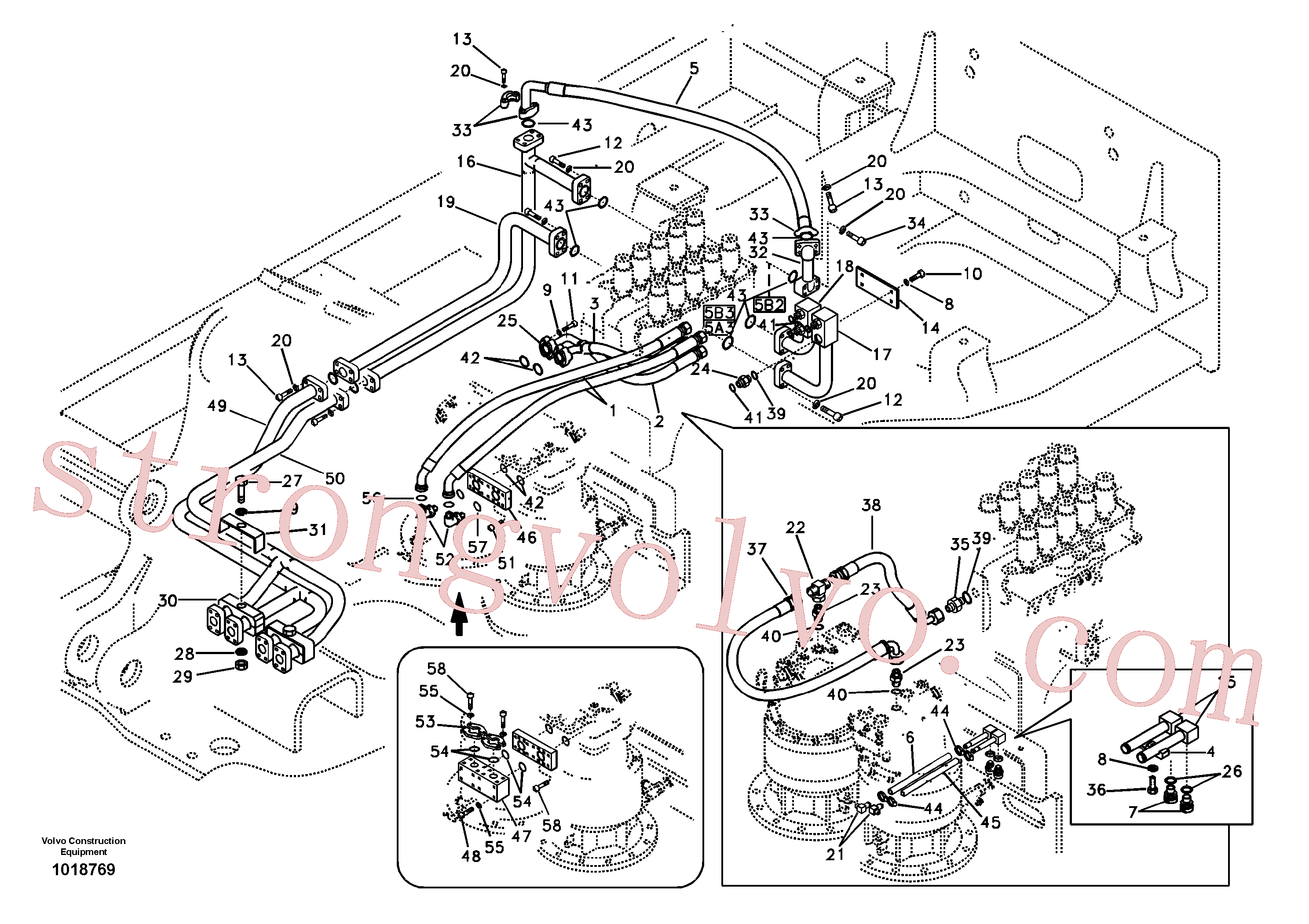 SA9425-51032 Volvo Sistema hidráulico, válvula de comando da lança e articulação(1018769 Montagem)