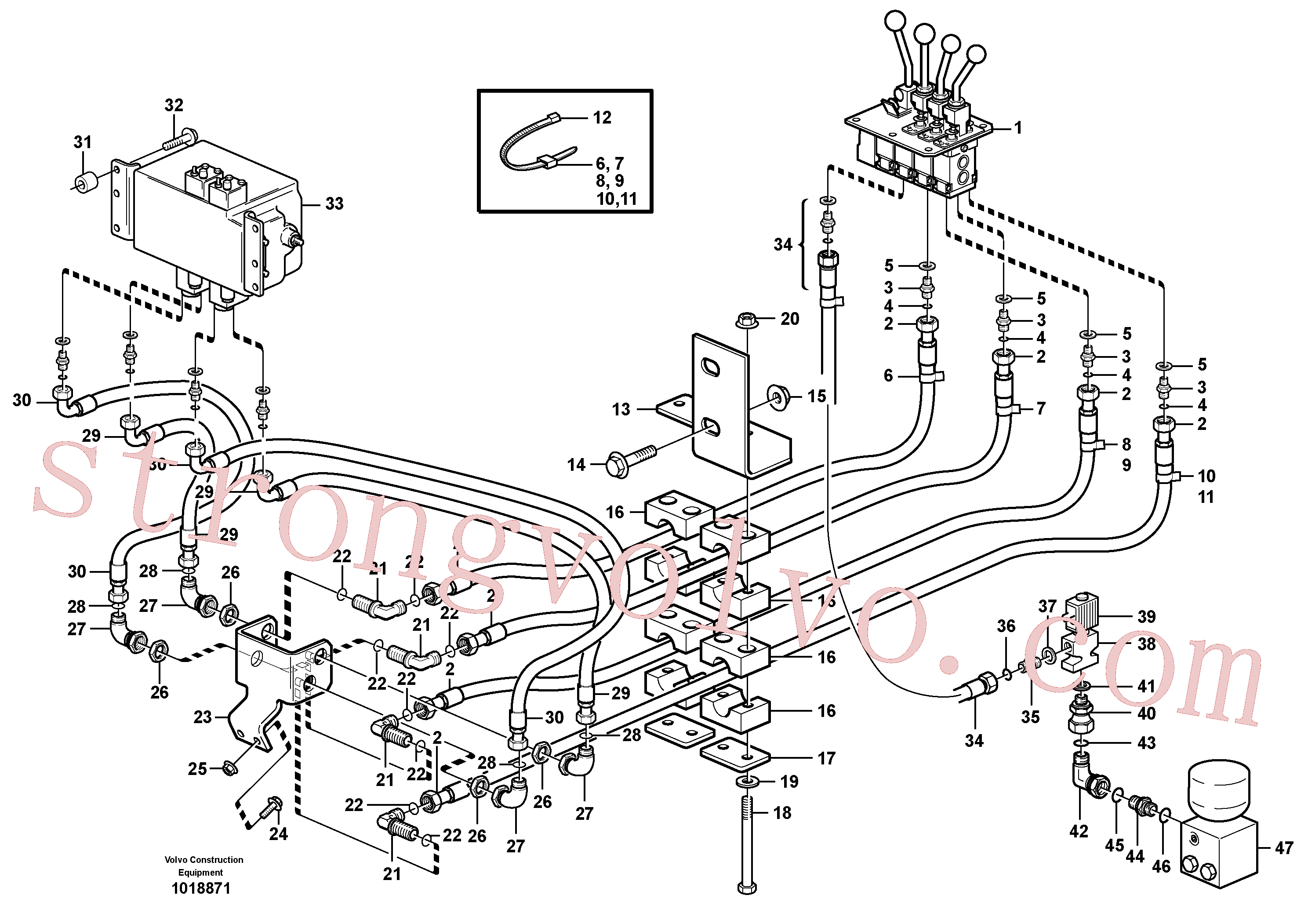 VOE11003047 Volvo Função servo hidráulica da 3ª e 4ª.(1018871 Montagem)