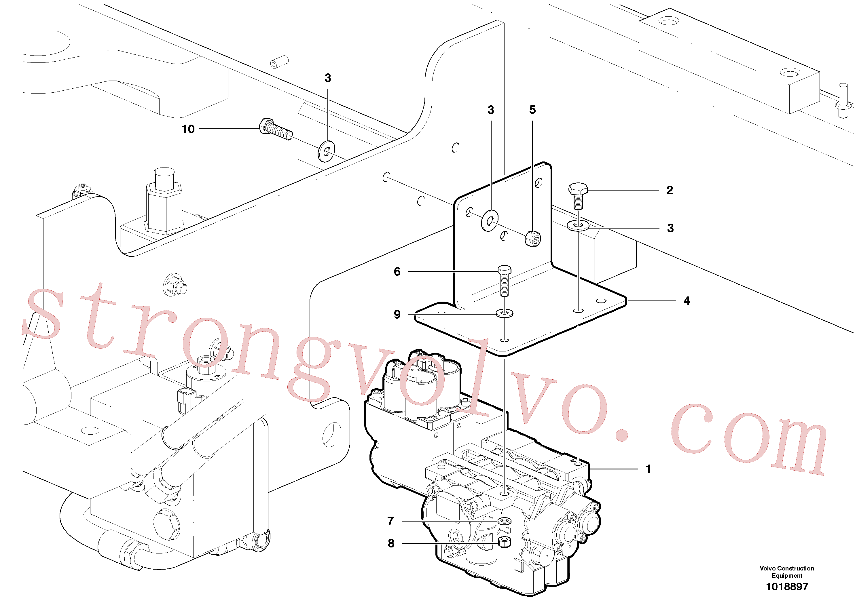 VOE95958963 Volvo Válvula do colector auxiliar traseira - 2 bancos(1018897 Montagem)