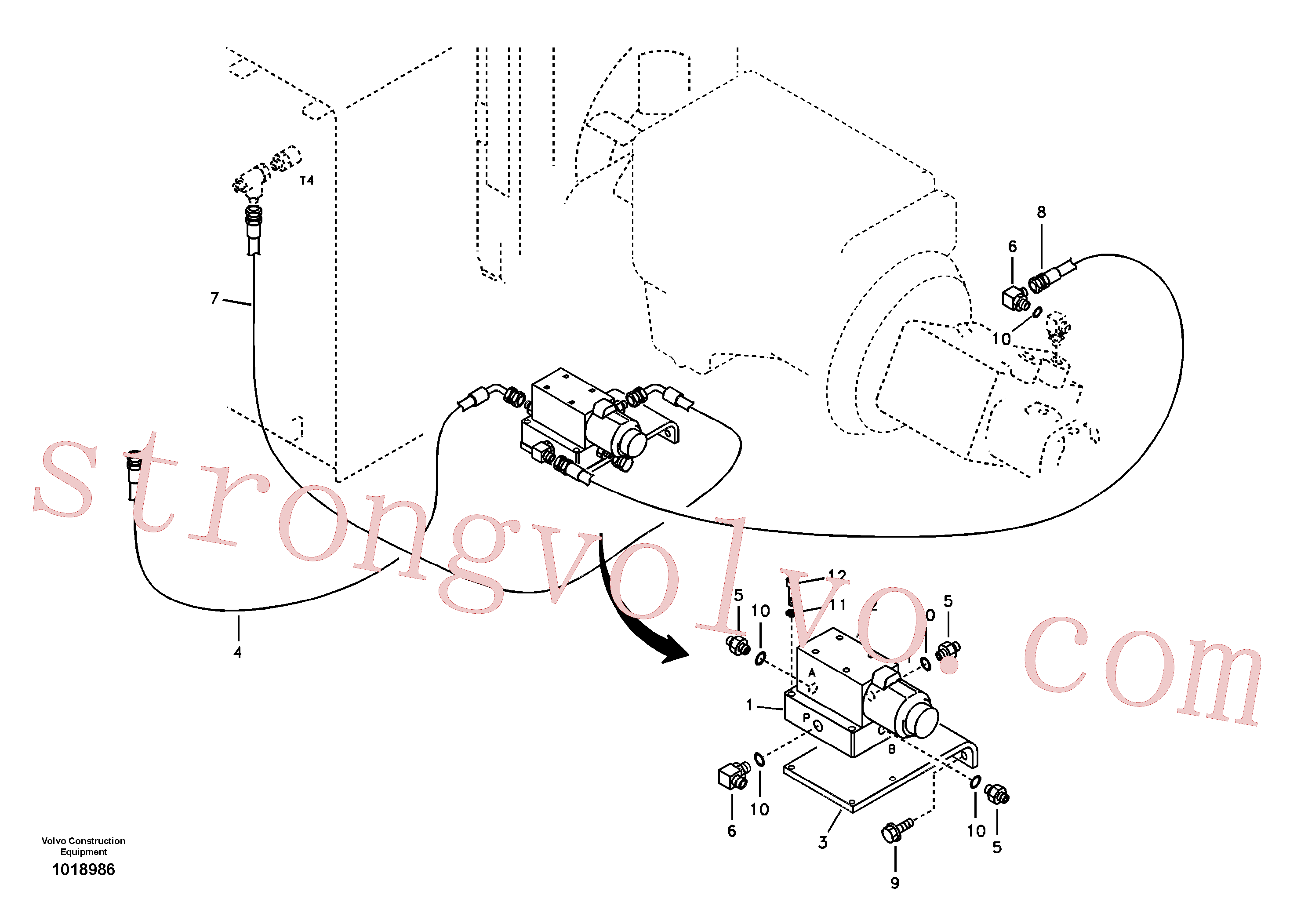 VOE14880169 Volvo Sistema hidráulico Quikfit, superior, acção dupla(1018986 Montagem)