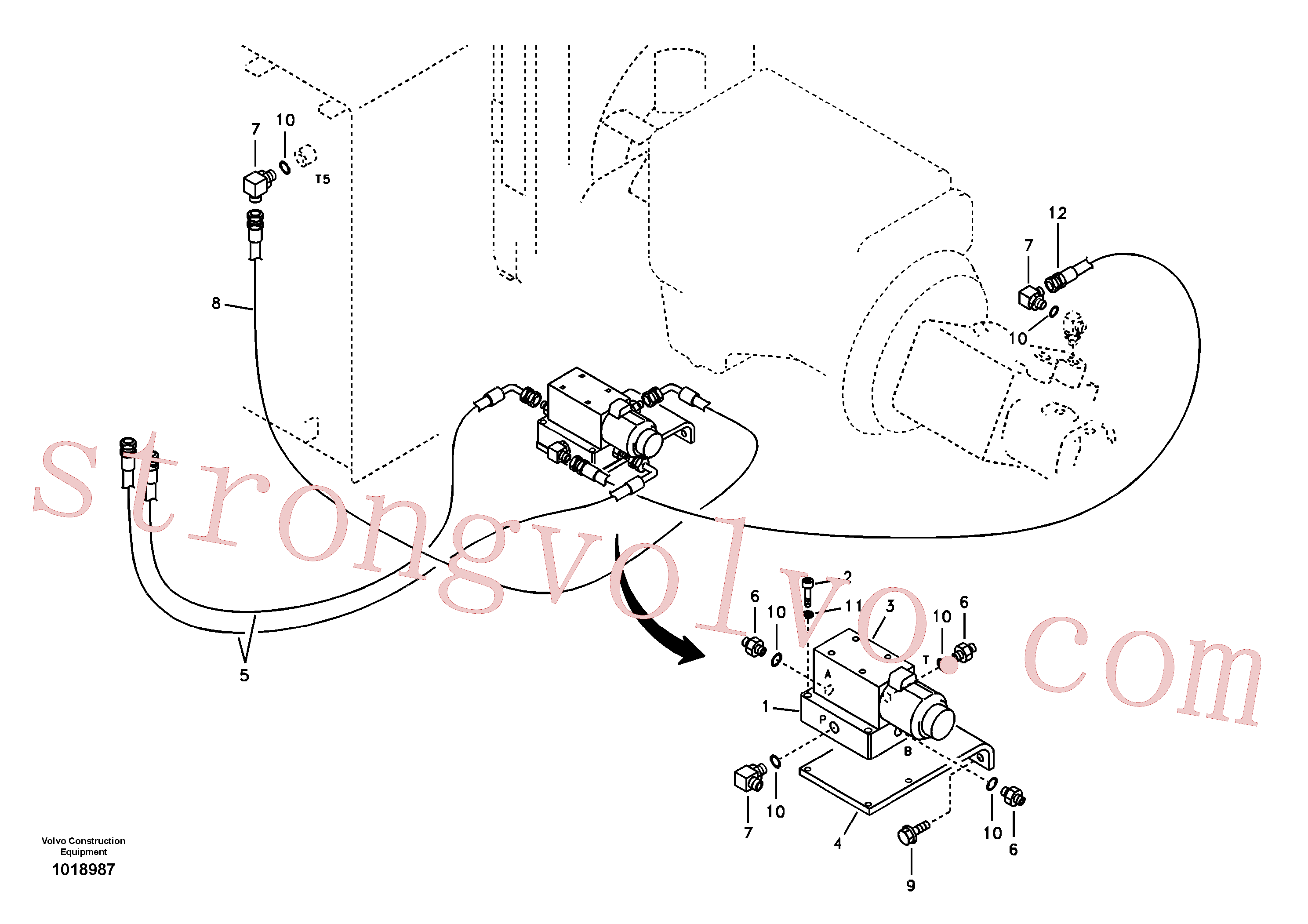 VOE14880169 Volvo Sistema hidráulico Quikfit, superior, acção dupla(1018987 Montagem)