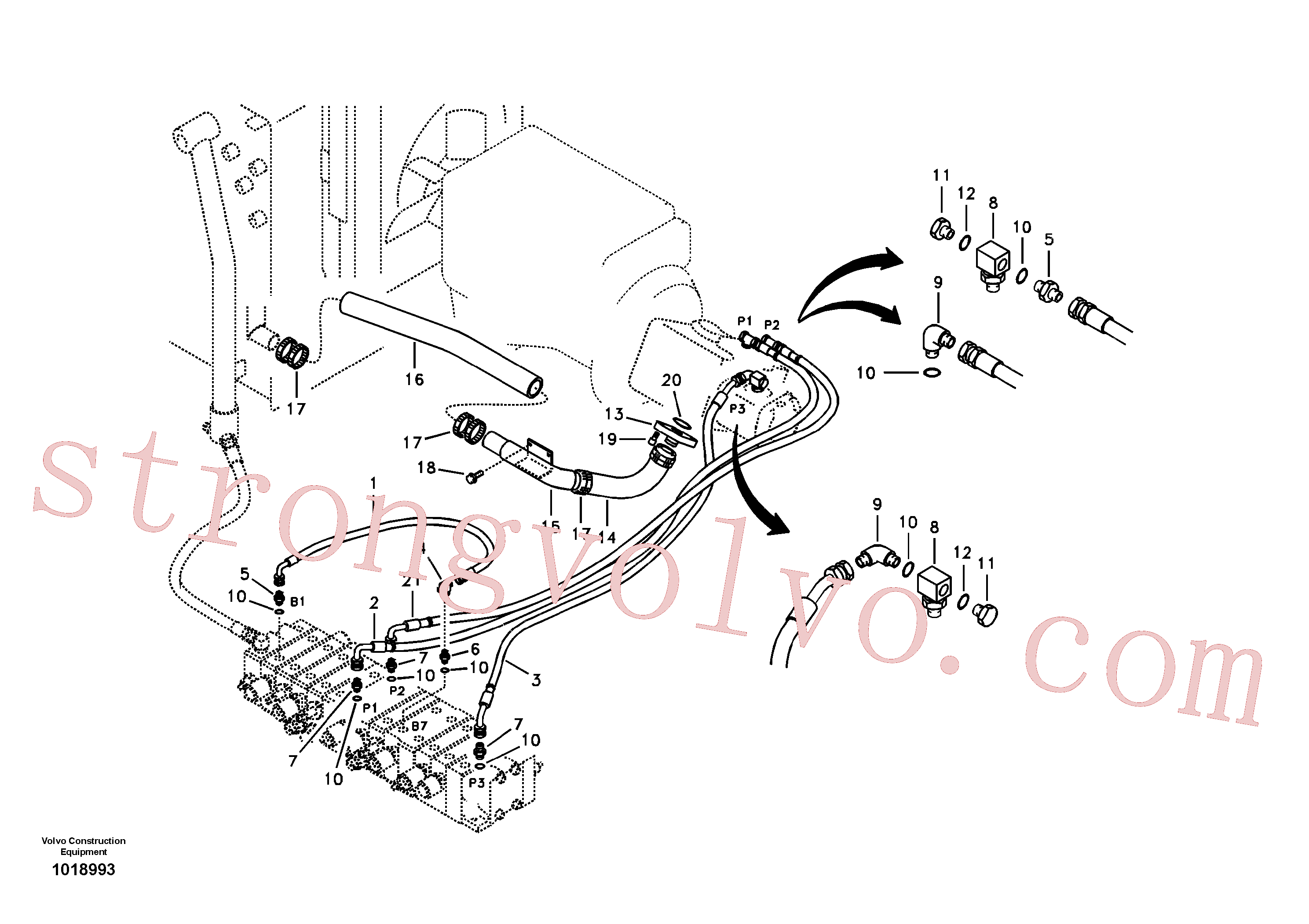 VOE14532631 Volvo Sistema hidráulico, tanque hidráulico para a bomba hidráulica(1018993 Montagem)