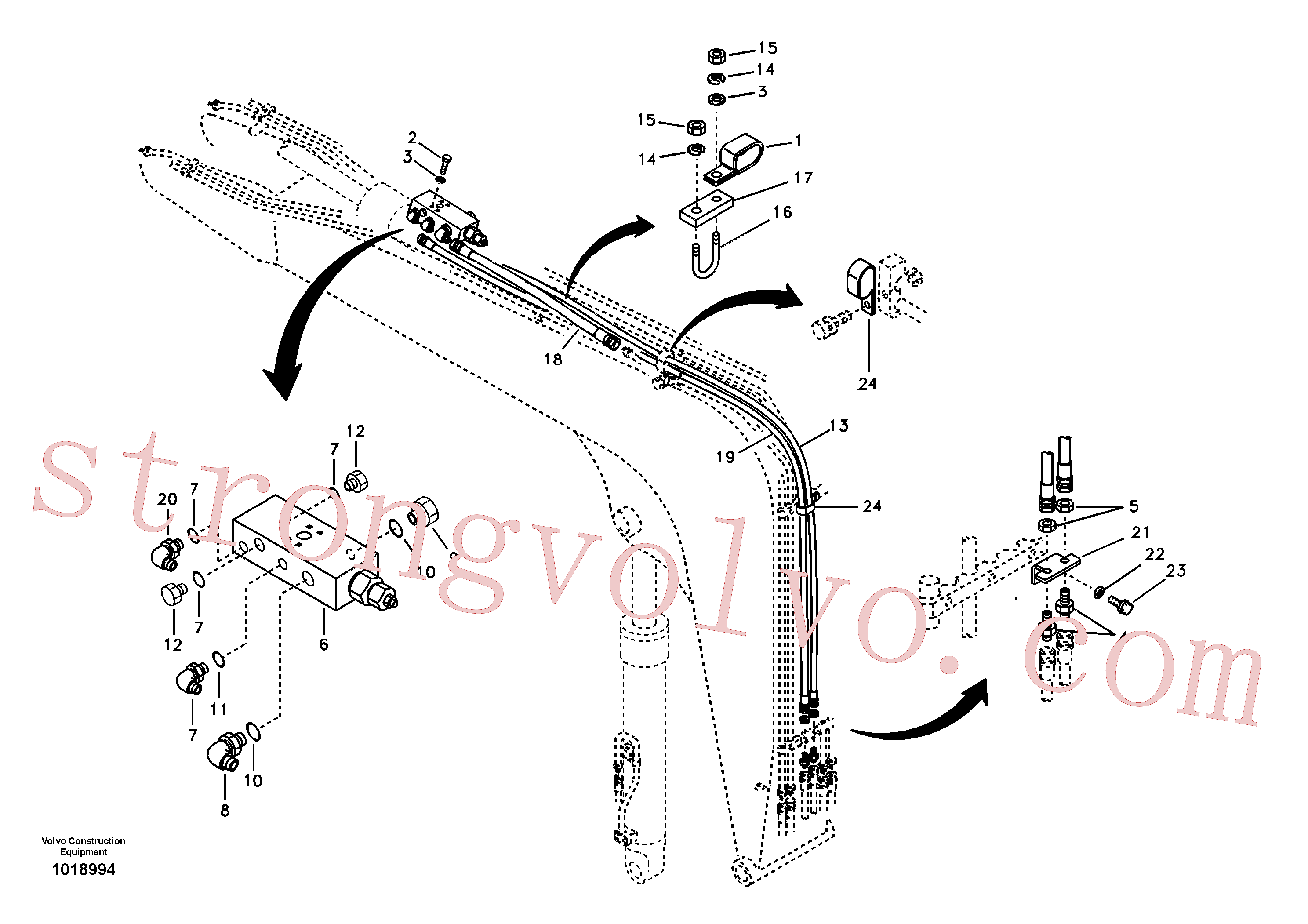 SA9451-04715 Volvo Hidráulica de serviço, ruptura do braço de afundamento(1018994 Montagem)