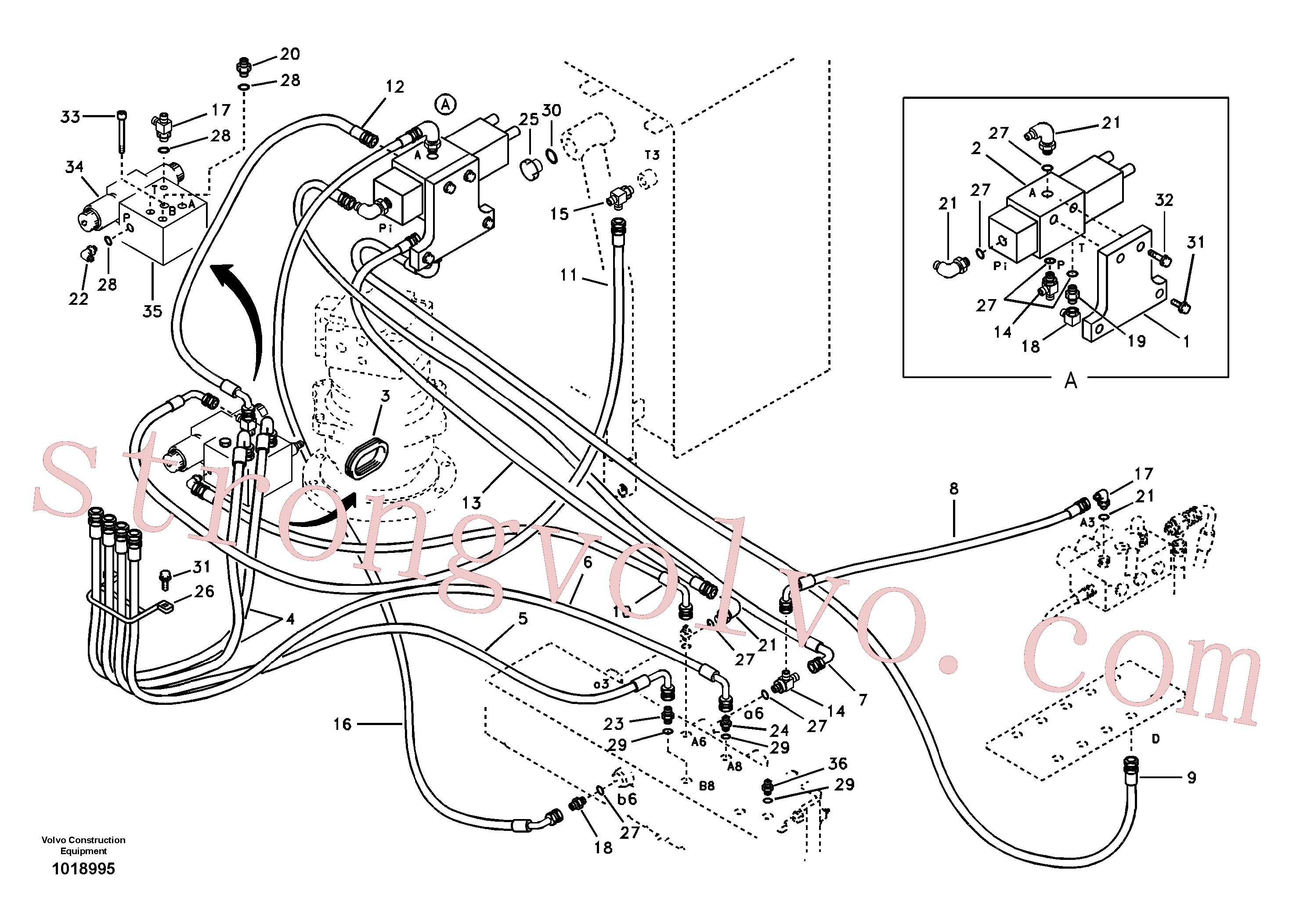 SA9453-02237 Volvo Hidráulica de serviço, sistema de mandíbulas no topo(1018995 Montagem)