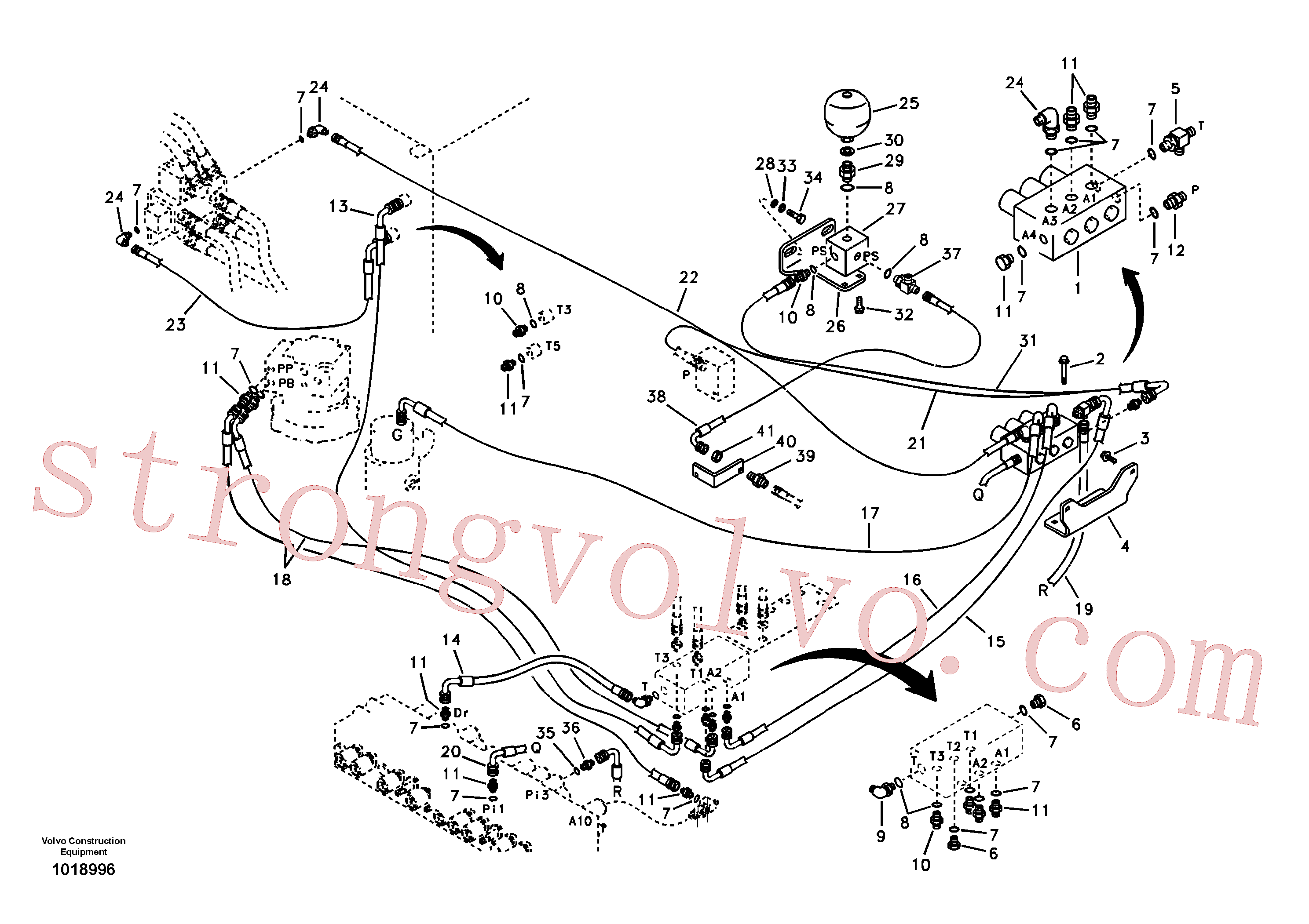 VOE14526662 Volvo Servo-sistema, válvula de controlo para válvula solenóide e motor de rotação.(1018996 Montagem)