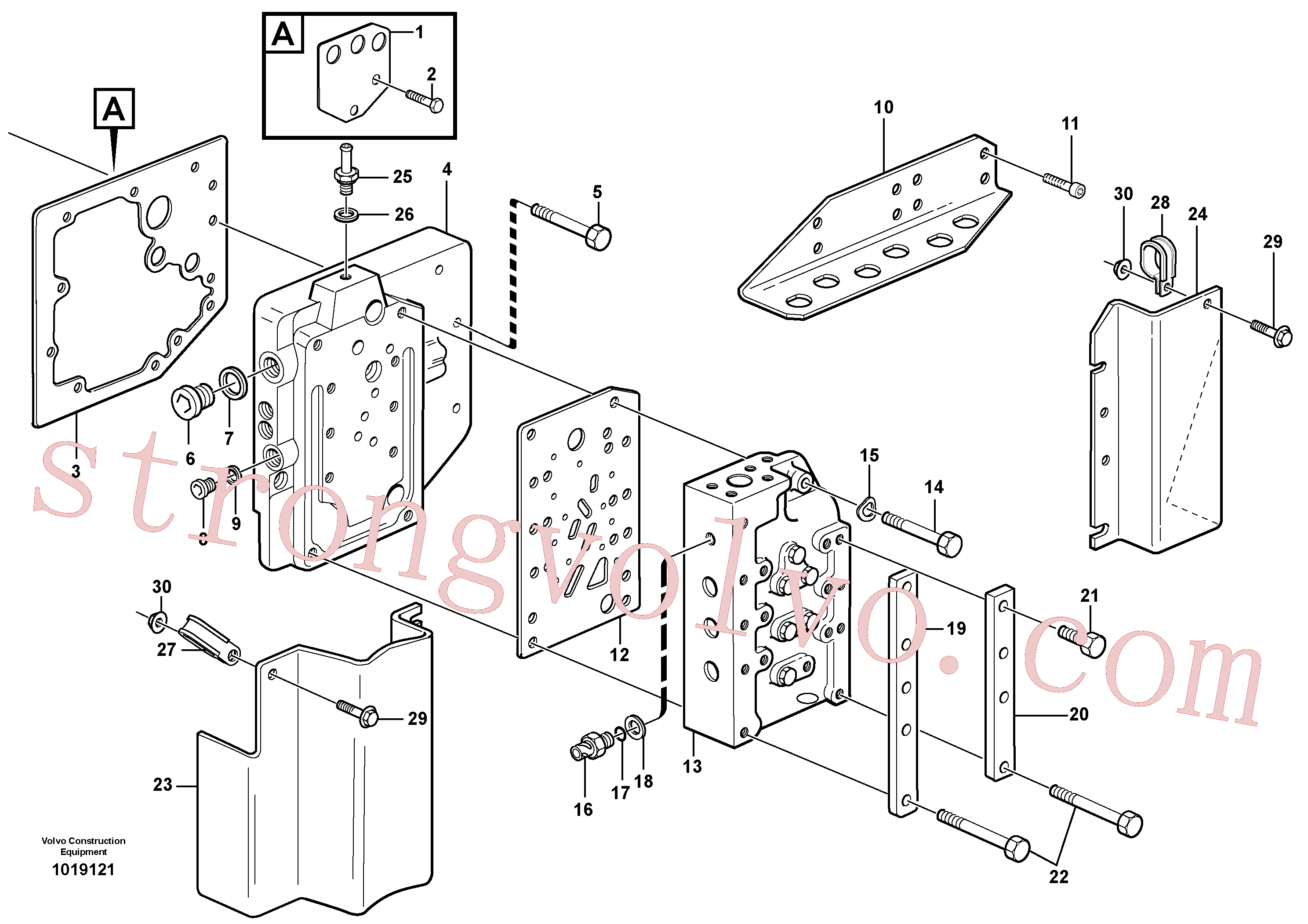 VOE955304 Volvo Válvula do selector de gama com acessórios(1019121 Montagem)