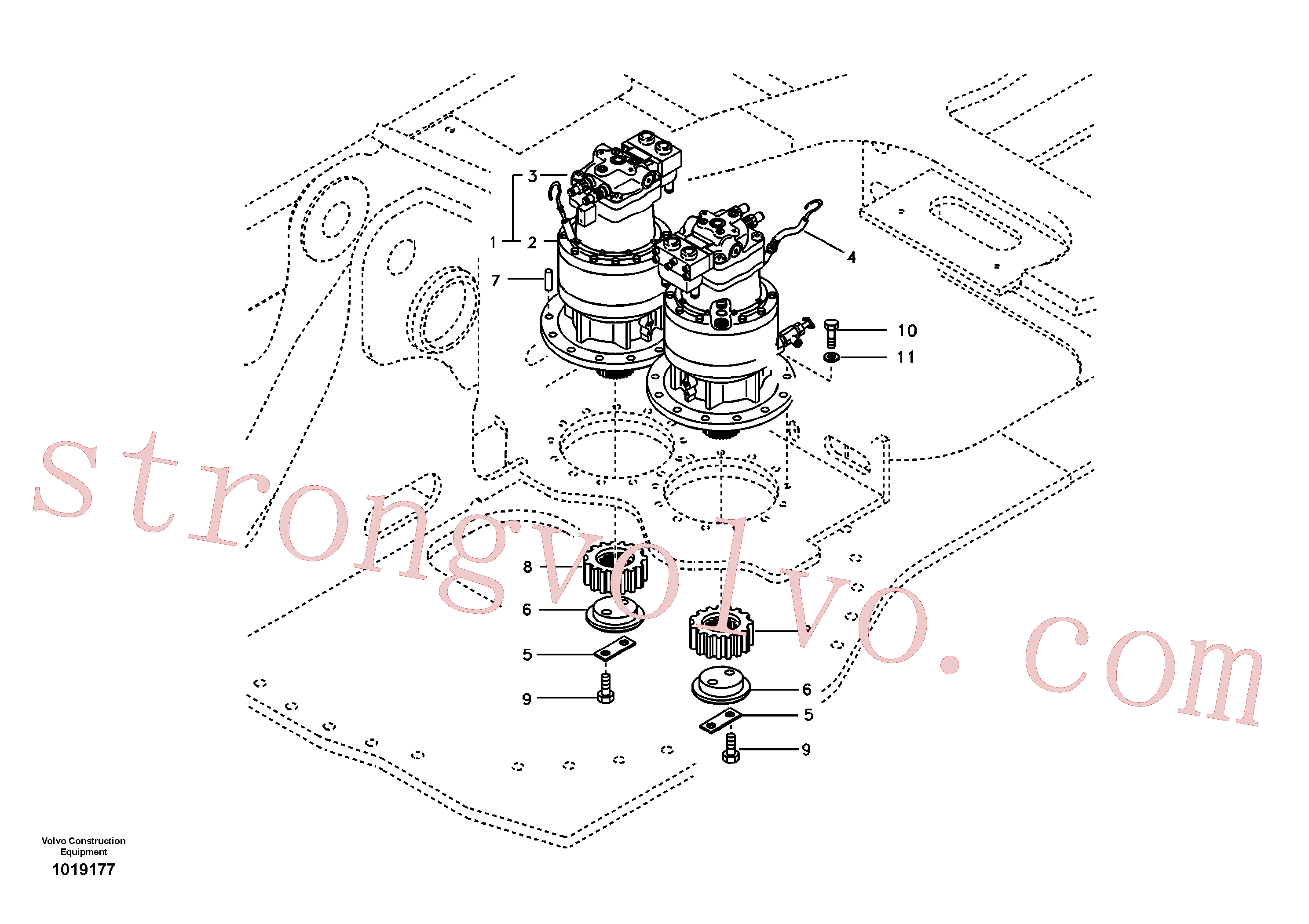 VOE14535295 Volvo Motor de rotação com peças de montagem(1019177 Montagem)