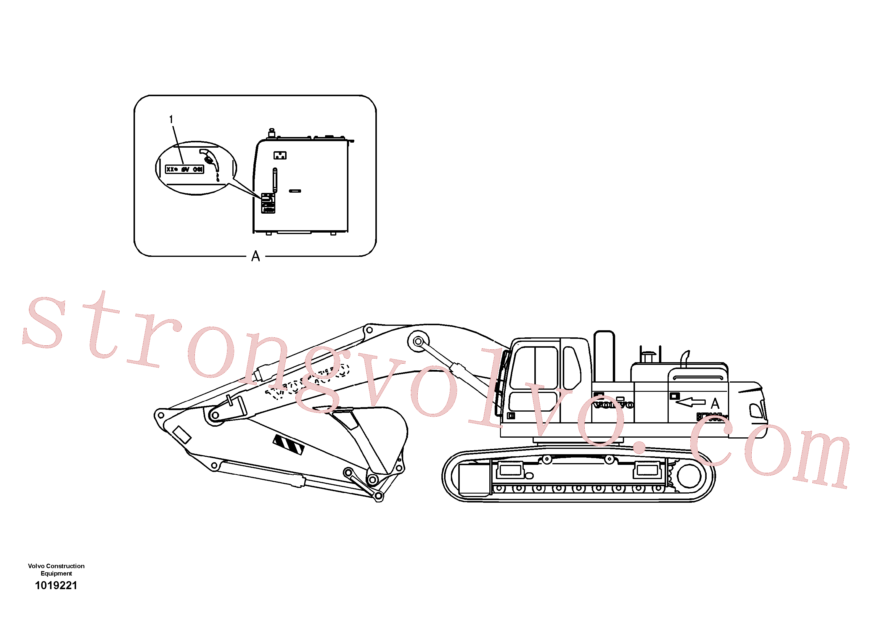 SA1192-04710 Volvo Etiqueta adesiva, localização exterior(1019221 Montagem)
