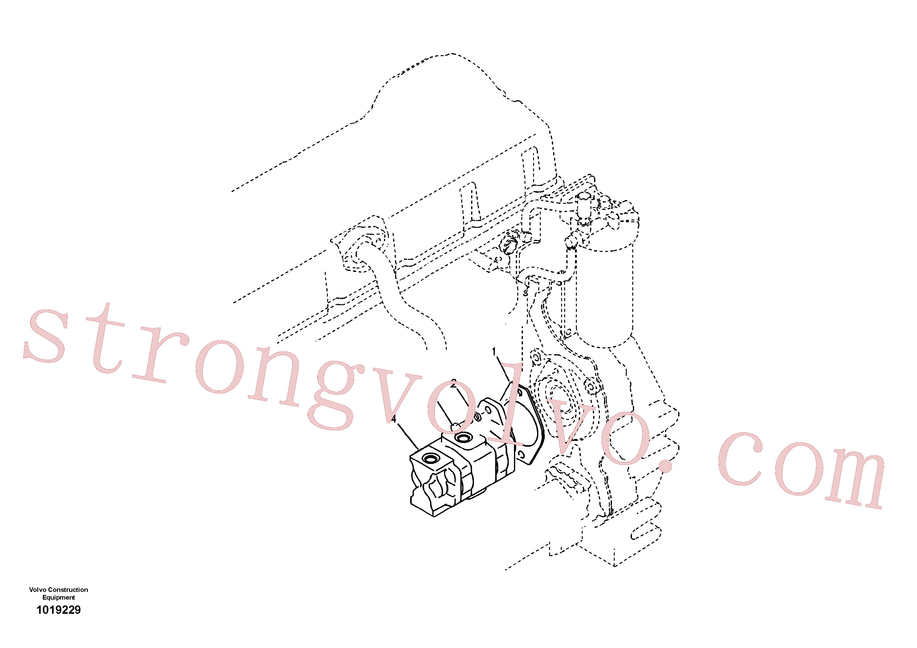 VOE14515182 Volvo Sistema hidráulico, suporte da bomba refrigerante do óleo(1019229 Montagem)
