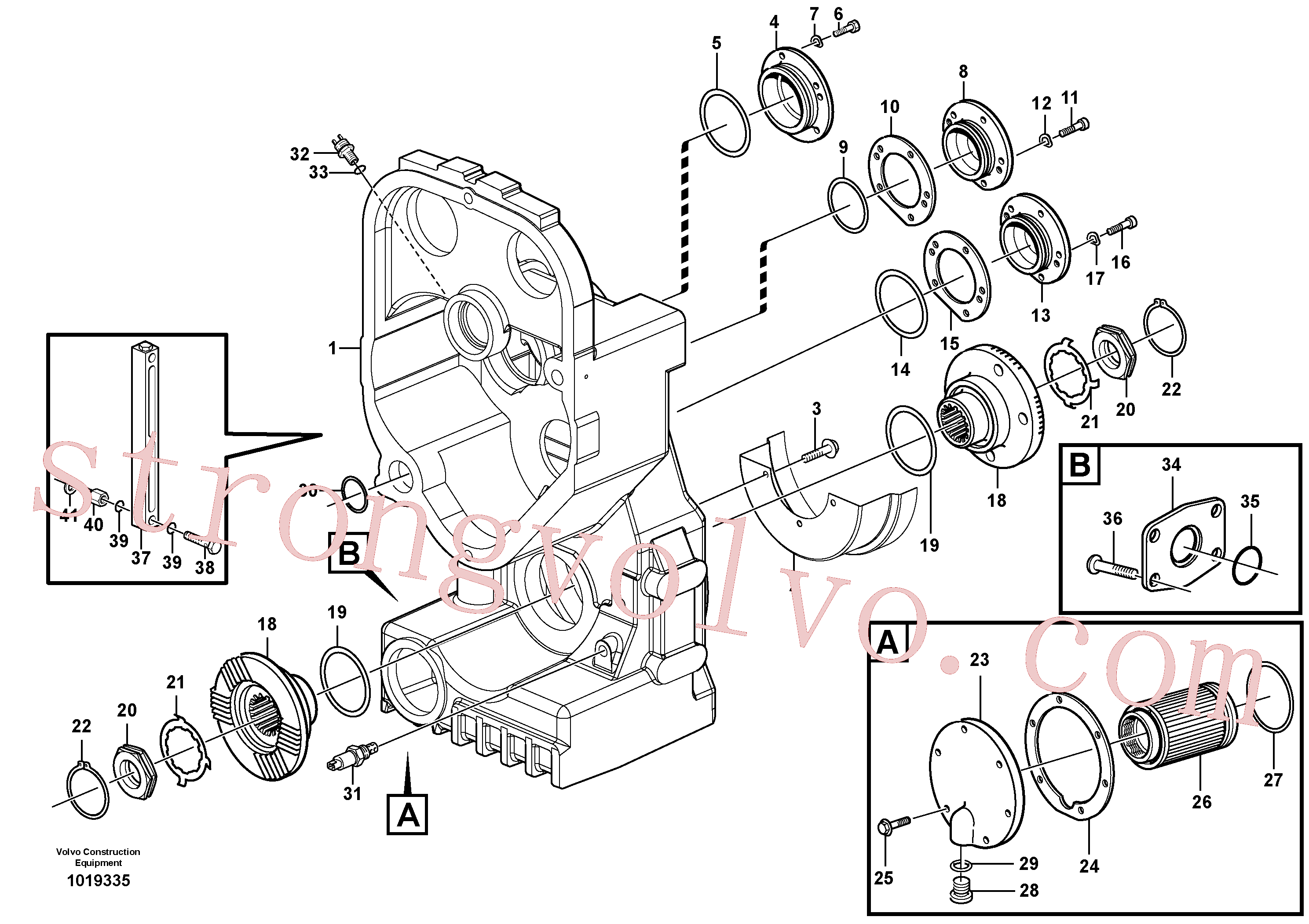 VOE976047 Volvo Caixa de transferência, alojamento e coberturas(1019335 Montagem)