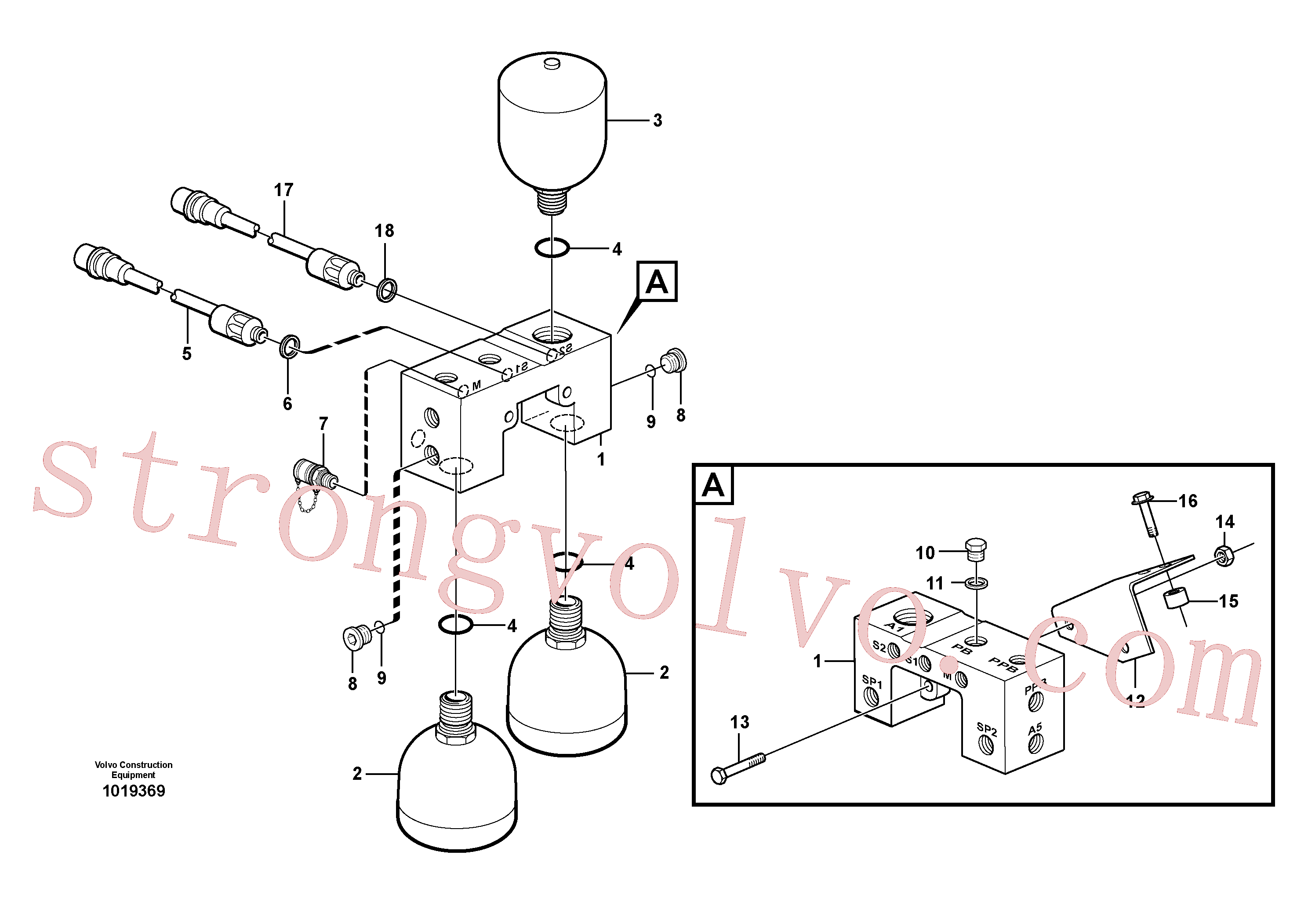 VOE946472 Volvo Válvula e acumuladores(1019369 Montagem)