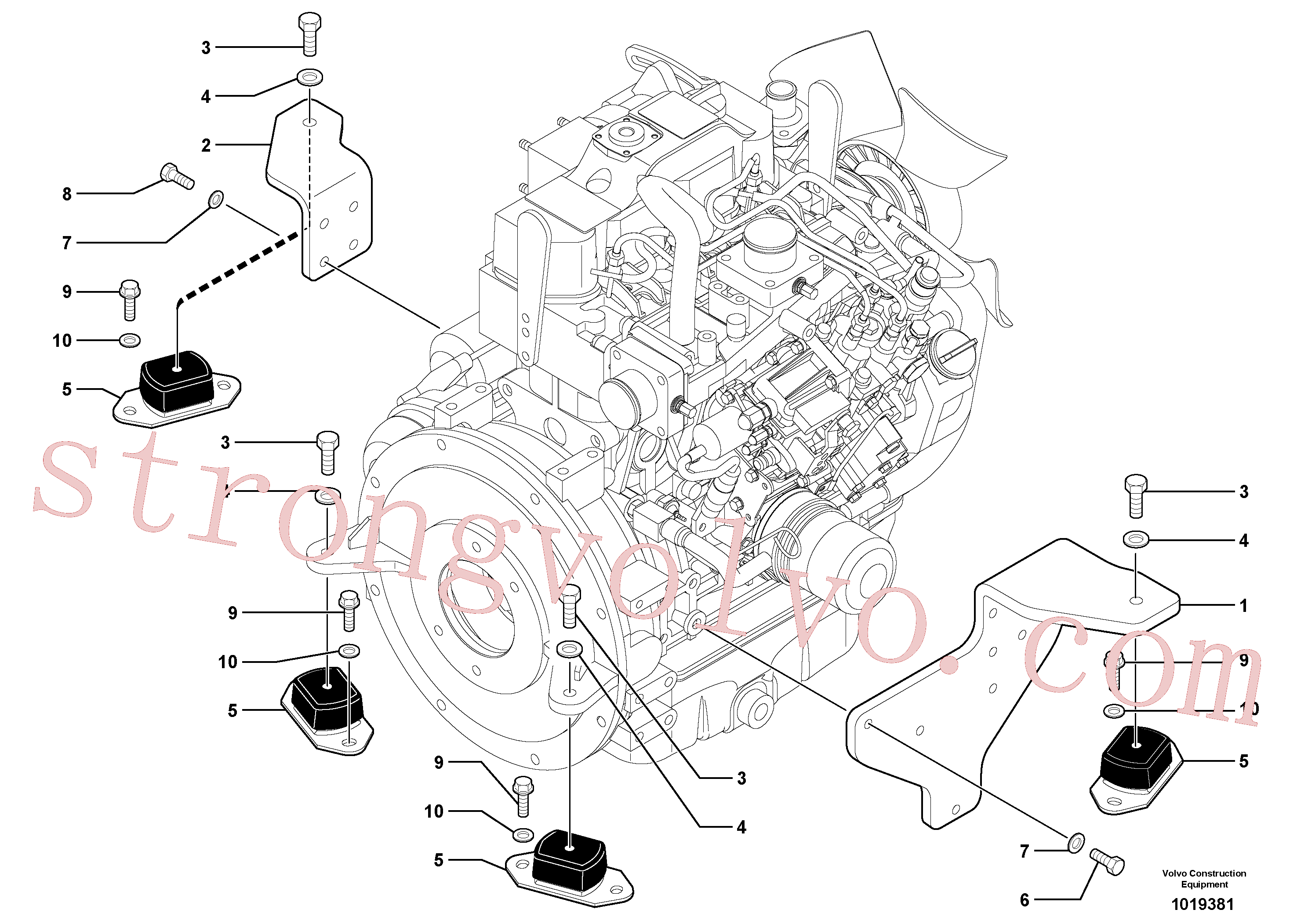 VOE11802401 Volvo Apoios do motor(1019381 Montagem)