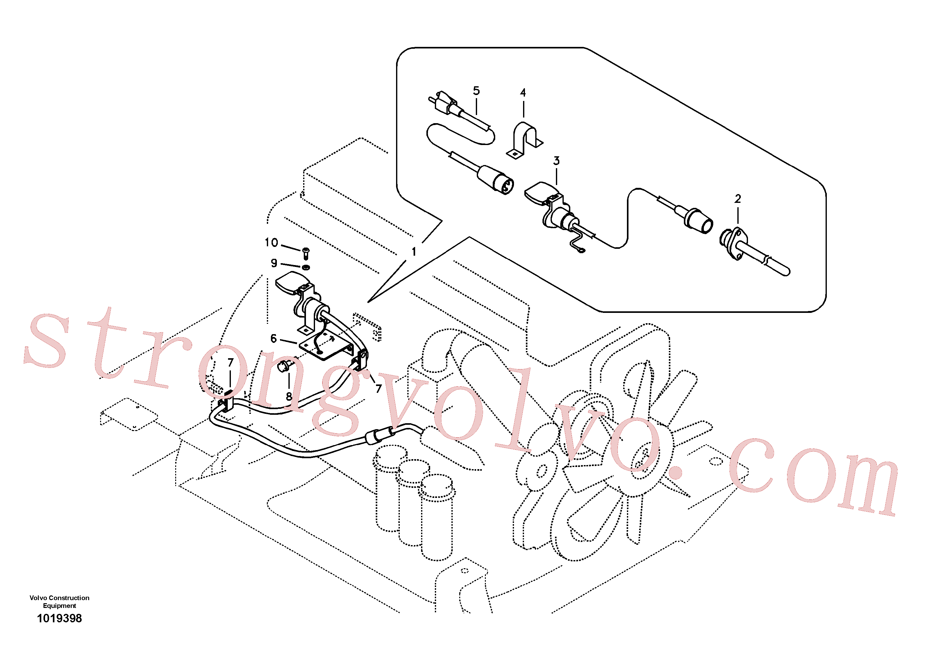 VOE13969513 Volvo Aquecedor do bloco do motor(1019398 Montagem)