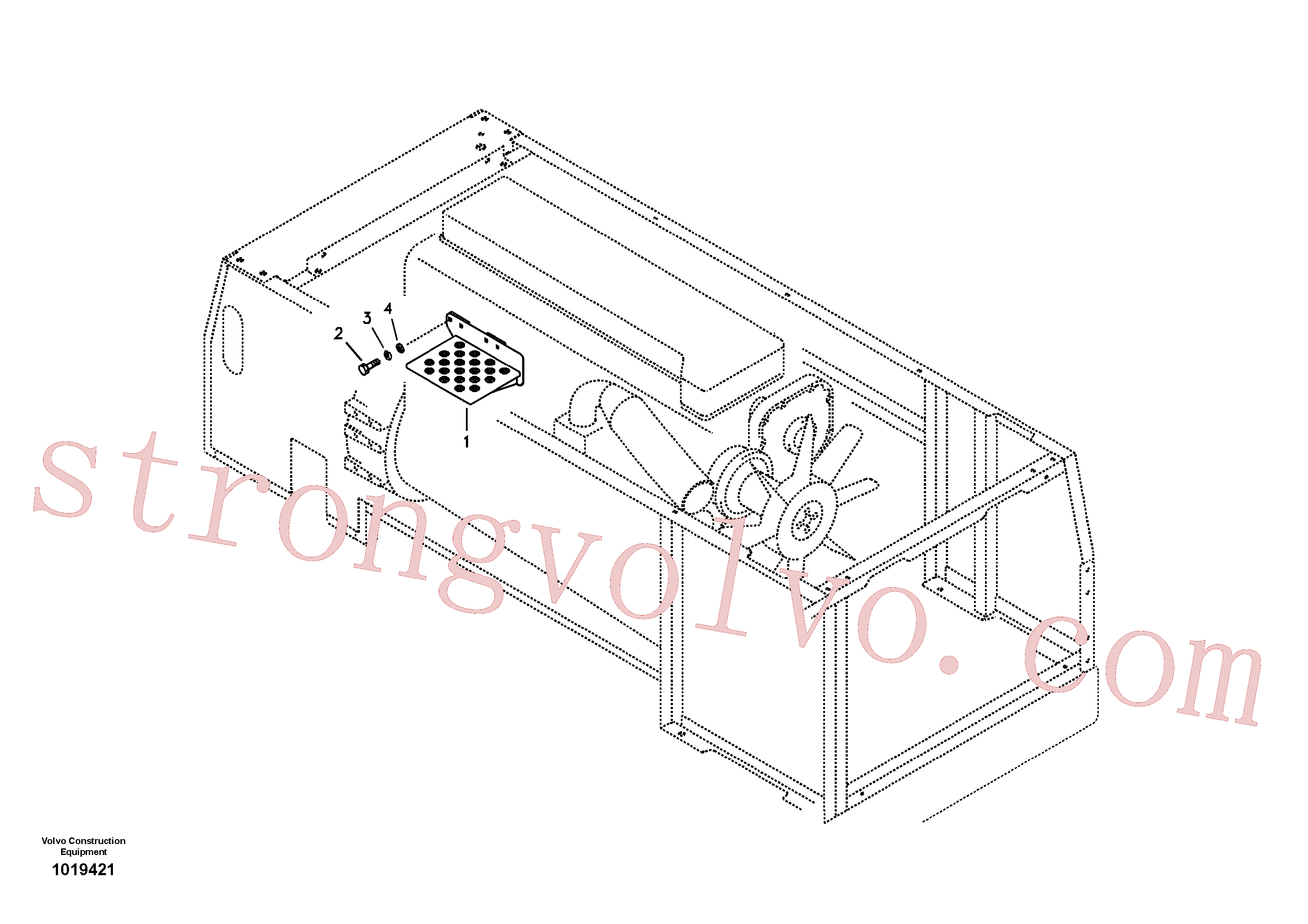 VOE992564 Volvo Degraus, espaço do motor(1019421 Montagem)
