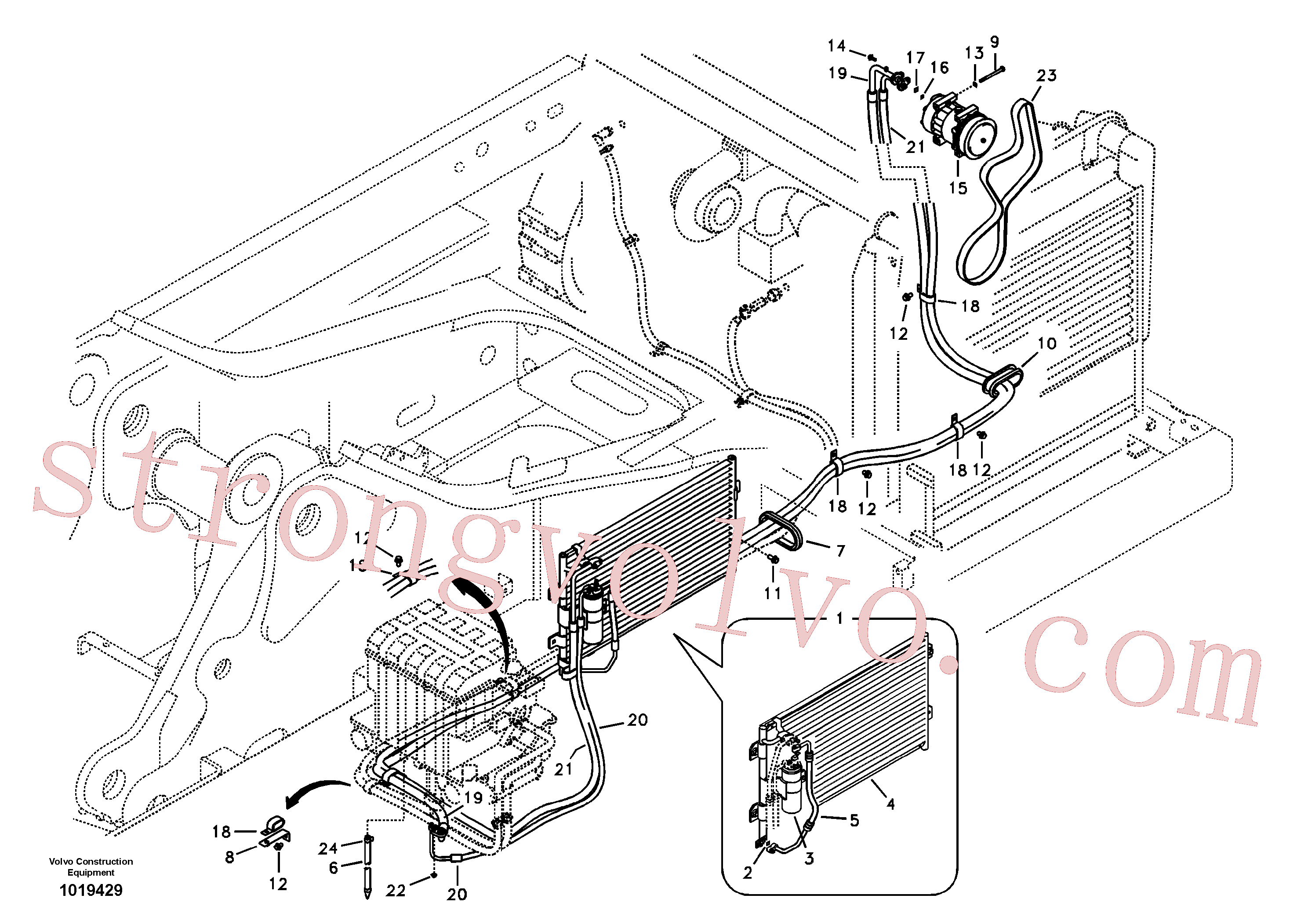 VOE14518967 Volvo Linha da unidade do ar condicionado(1019429 Montagem)