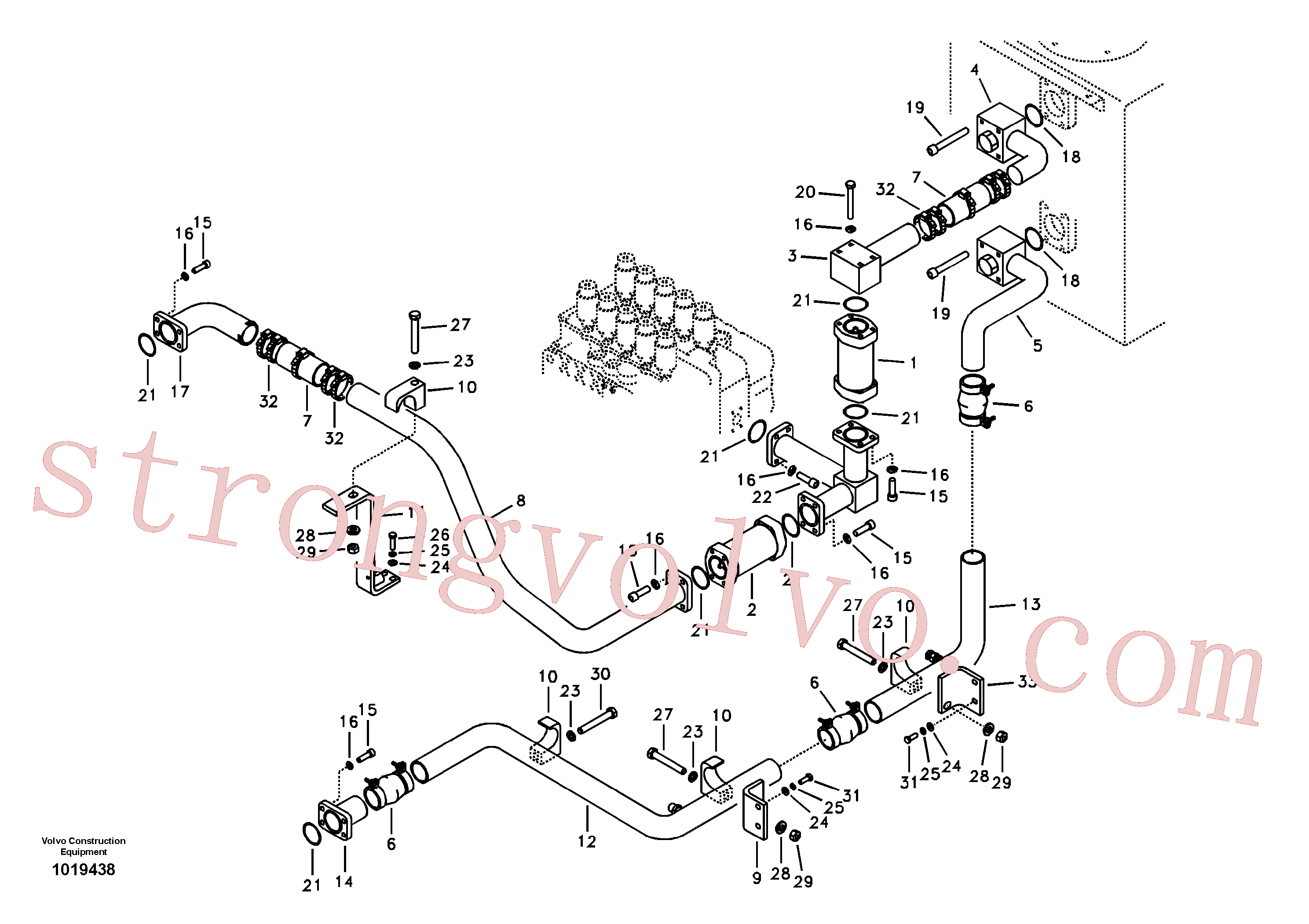 VOE14531075 Volvo Sistema hidráulico, tanque hidráulico para a bomba hidráulica(1019438 Montagem)