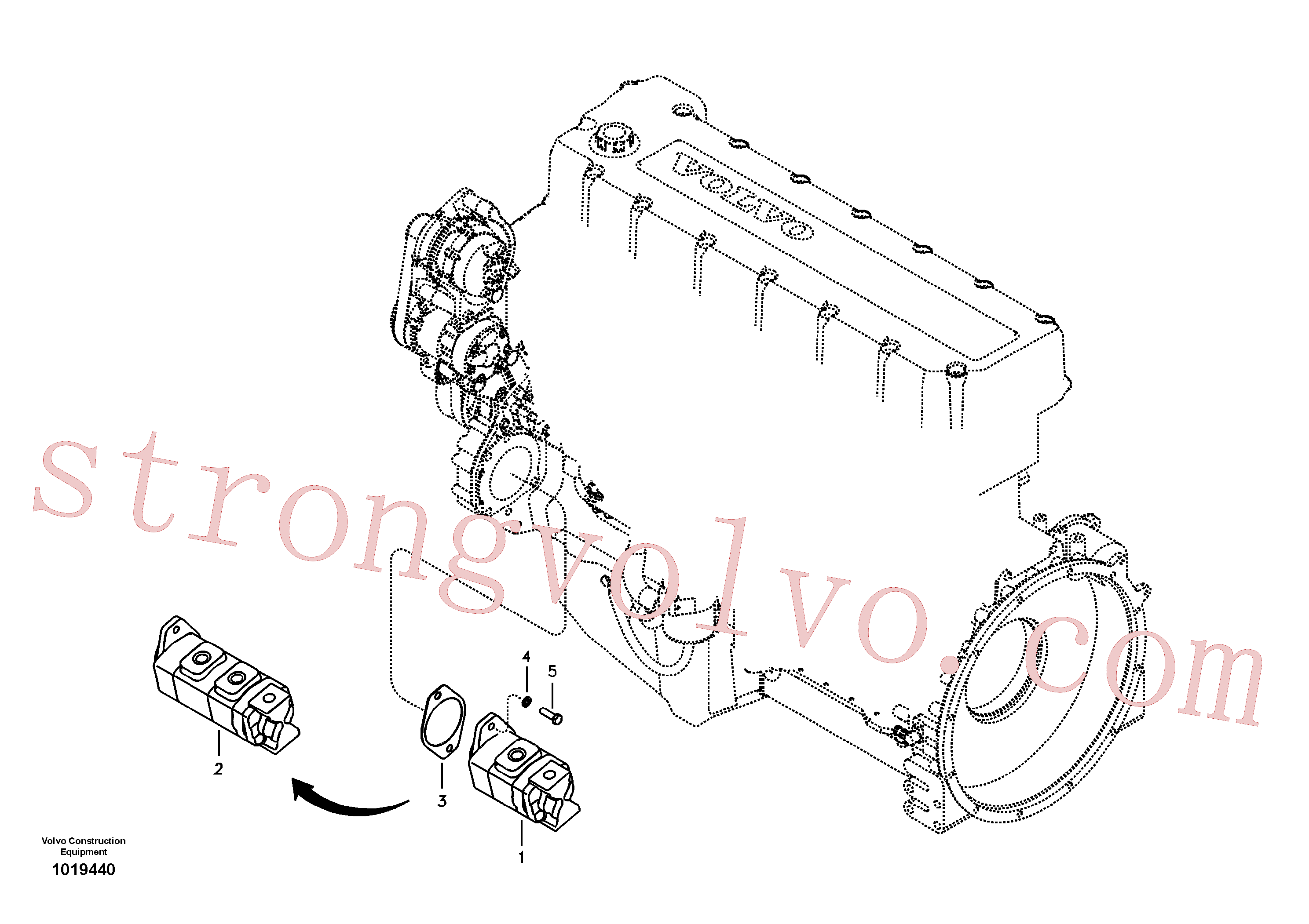 VOE14537295 Volvo Sistema hidráulico, suporte da bomba refrigerante do óleo(1019440 Montagem)