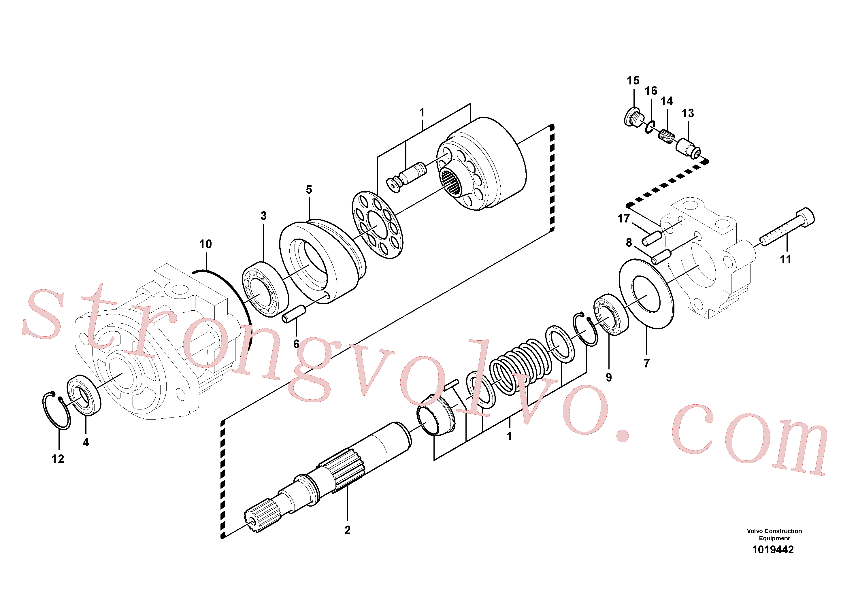 VOE14536022 Volvo Sistema hidráulico, motor da ventoinha refrigerante do óleo(1019442 Montagem)