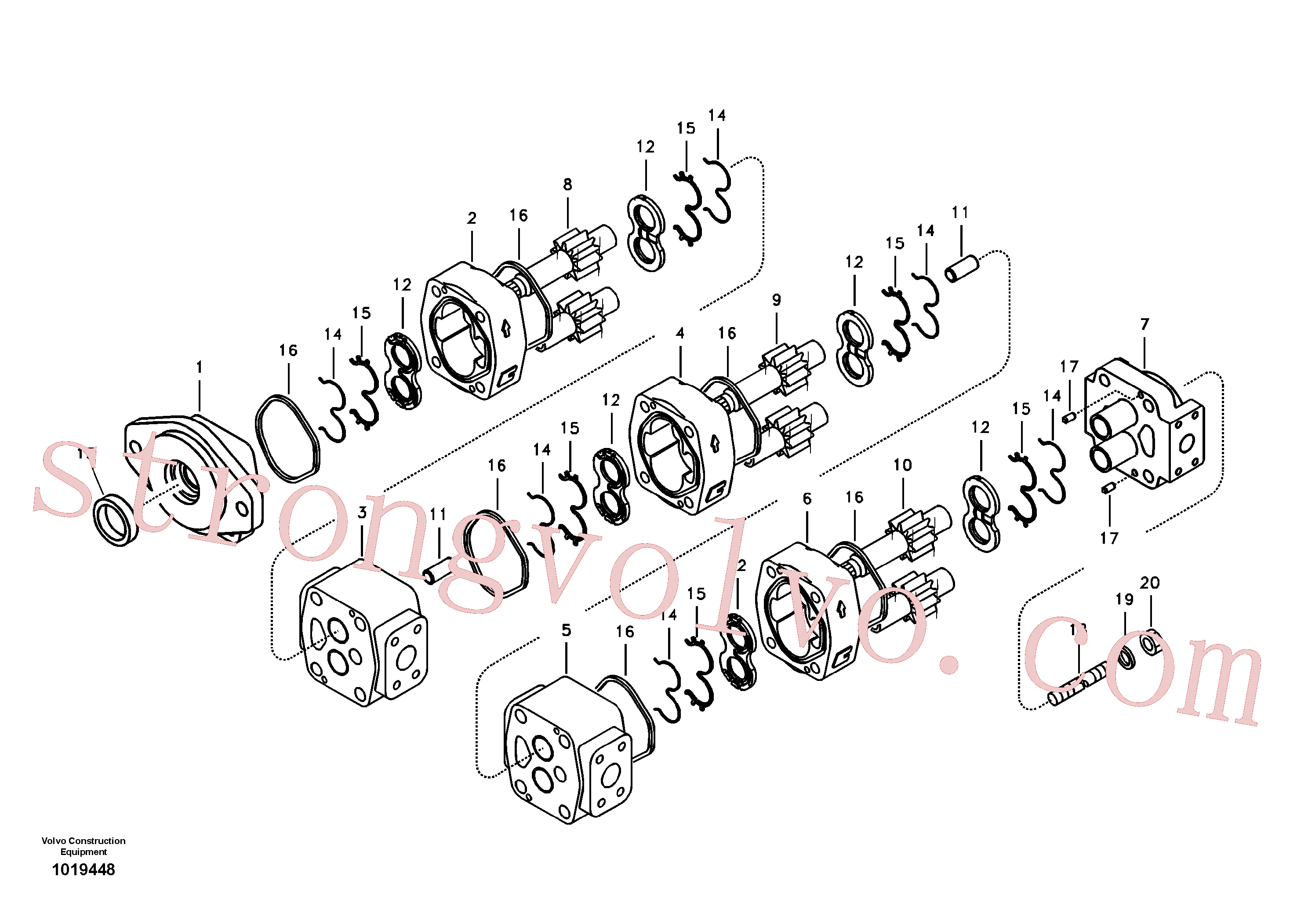 VOE14536208 Volvo Bomba da engrenagem hidráulica(1019448 Montagem)