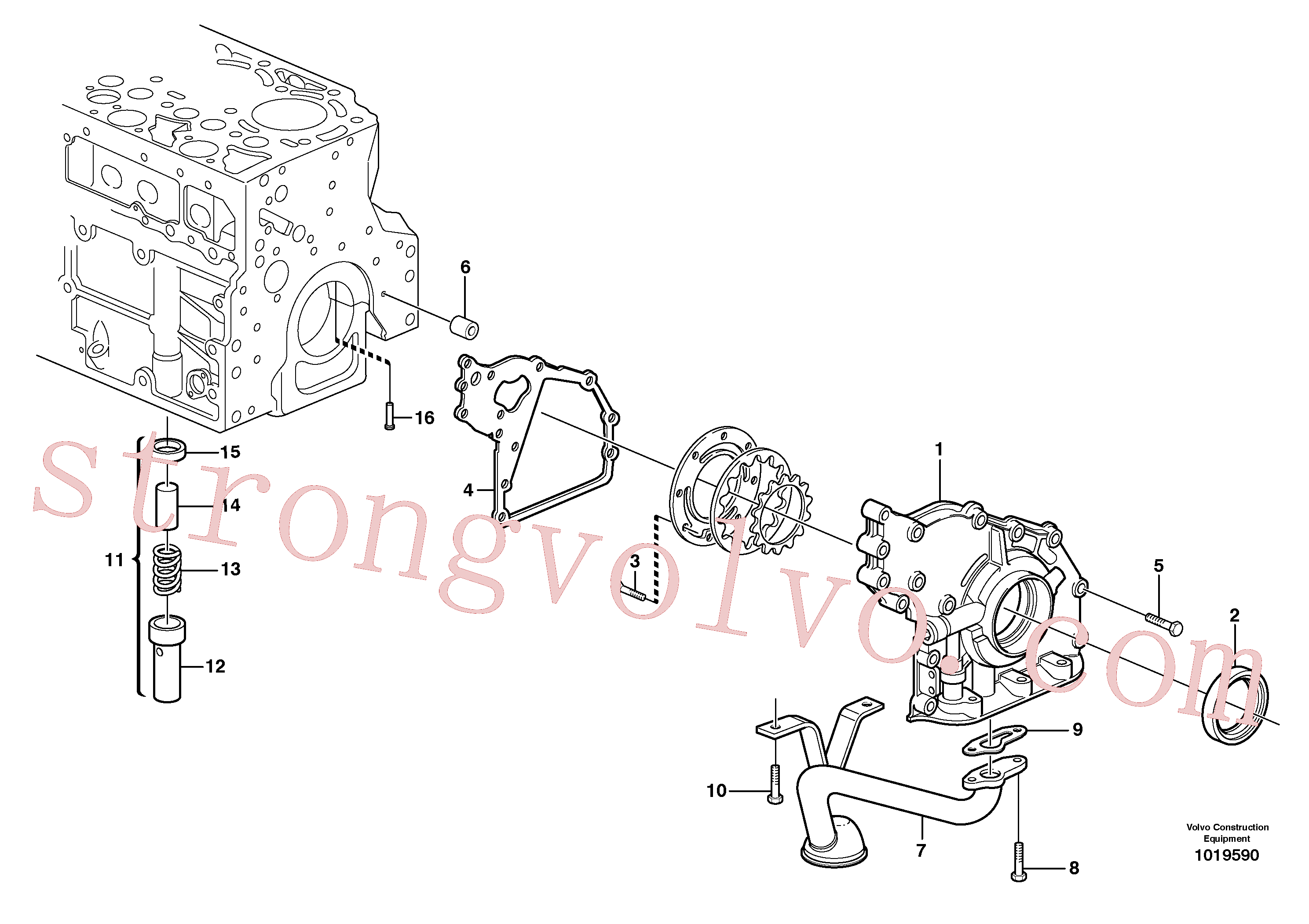 VOE20441520 Volvo Sistema de óleo lubrificante, Sistema de óleo da lubrificação e bomba de óleo - D7(1019590 Montagem)
