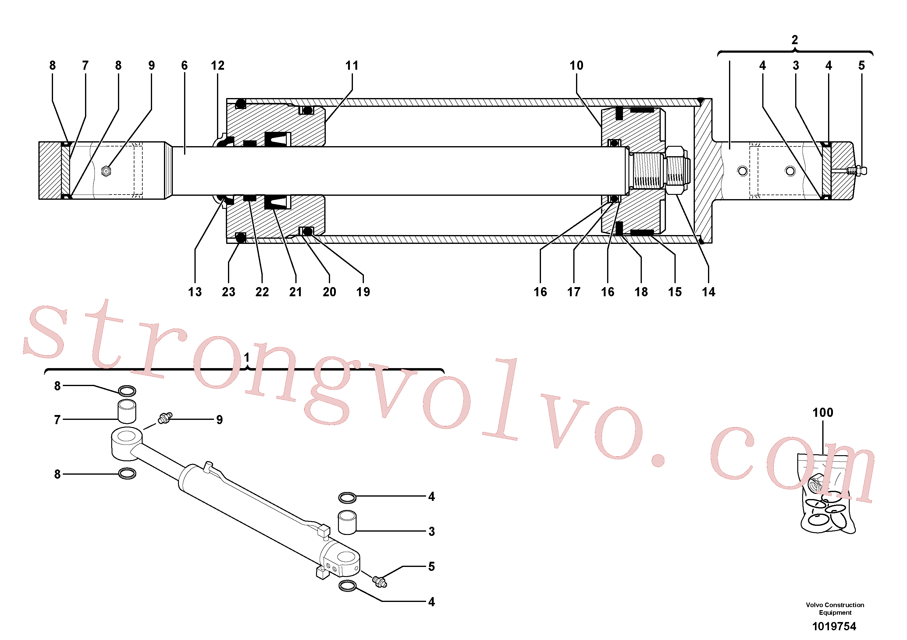 PJ5950076 Volvo Cilindro de balde(1019754 Montagem)
