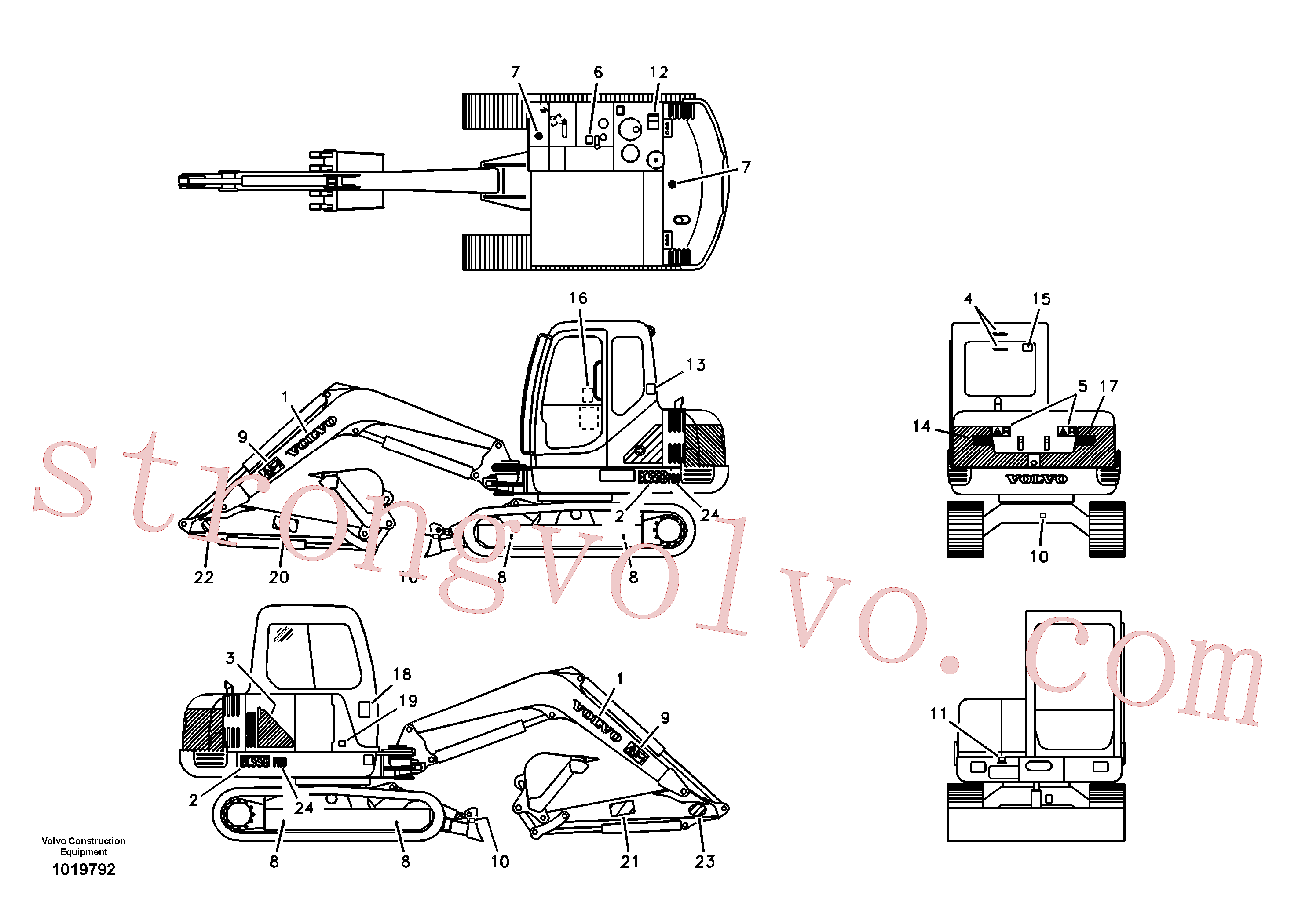 VOE14512078 Volvo Etiqueta adesiva, localização exterior(1019792 Montagem)
